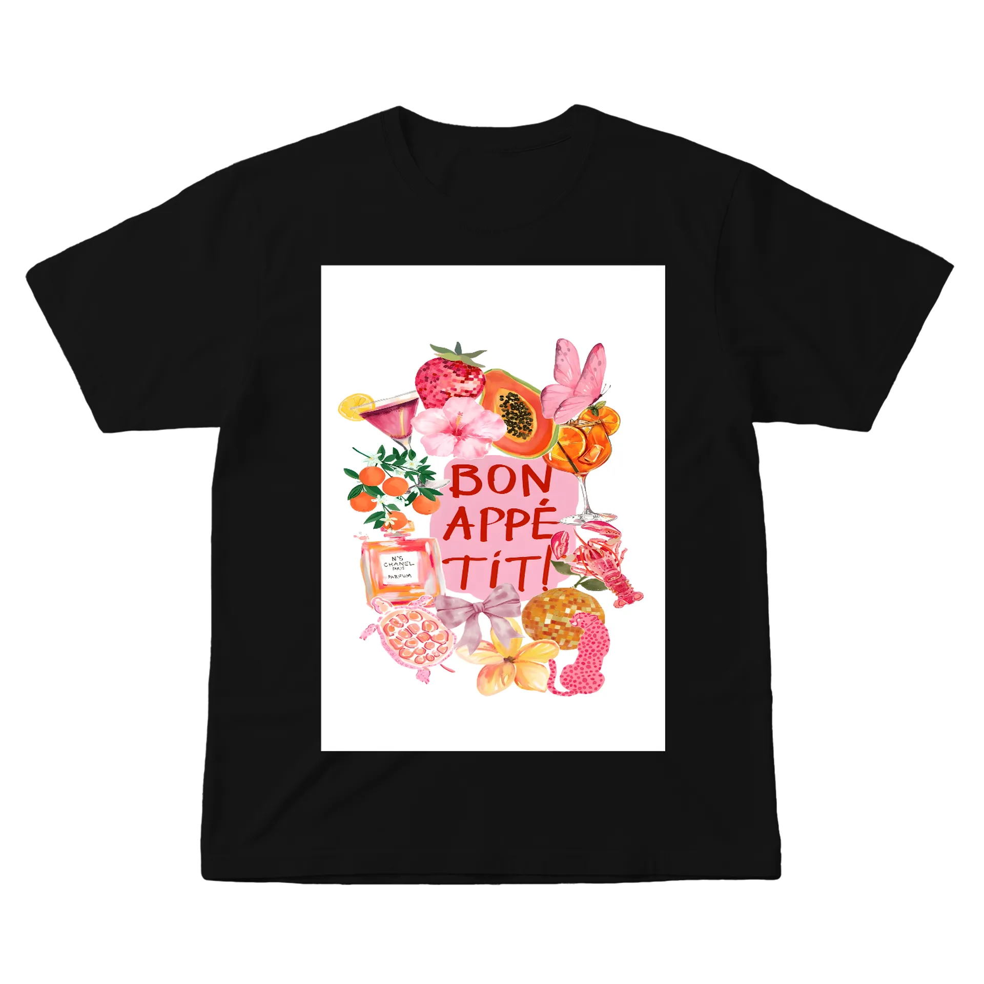 Camiseta Bon Appétit Frutas e Flores 100% Algodão - Imagem 1