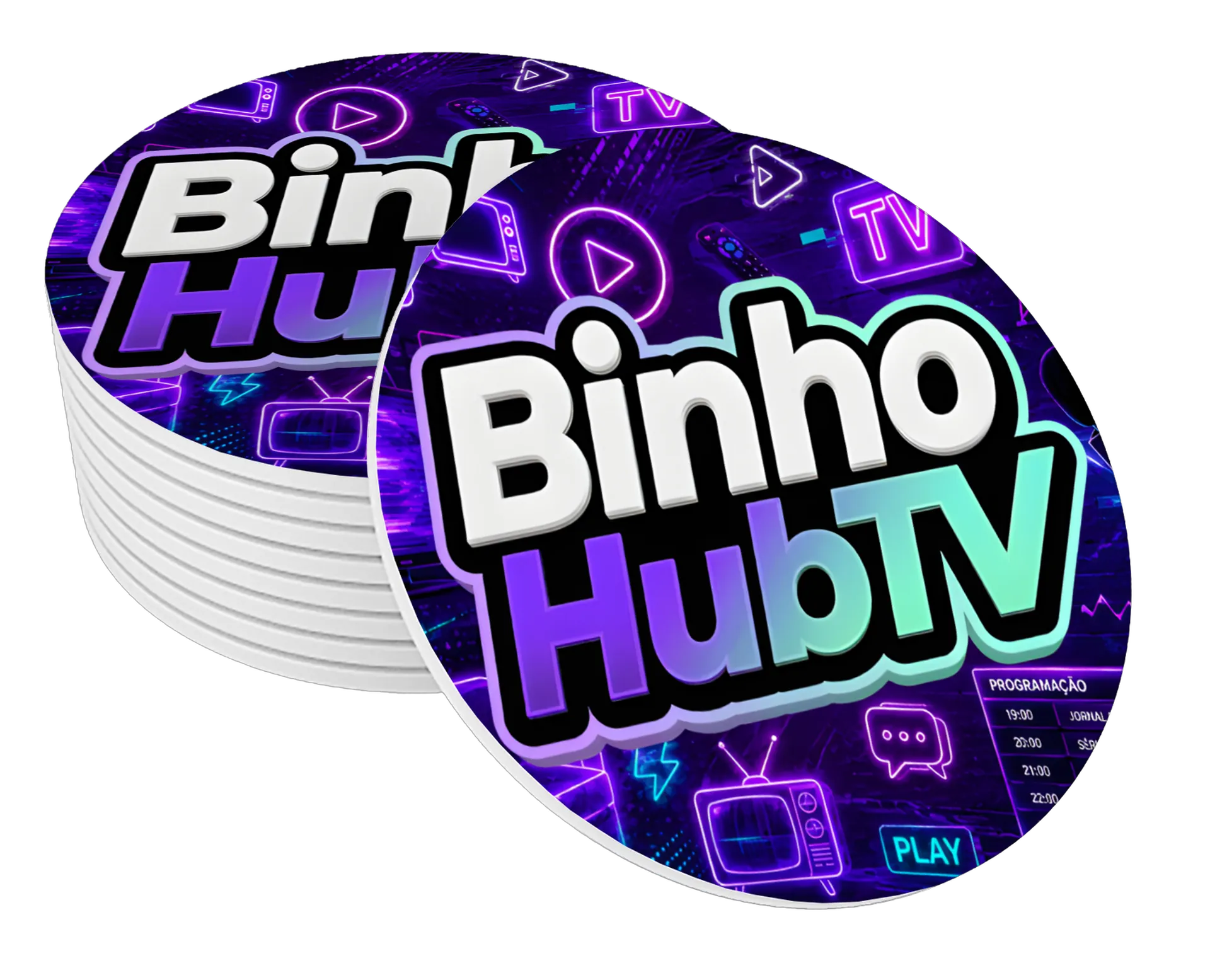Porta-copo Logo Binho HubTV Colorido MDF de Binho — imagem 1 de 3