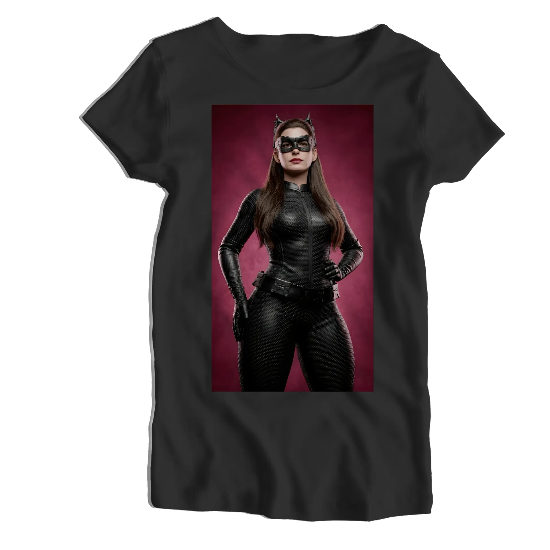 Camiseta Babylook Mulher com Máscara Preta 100% Algodão - Imagem 1