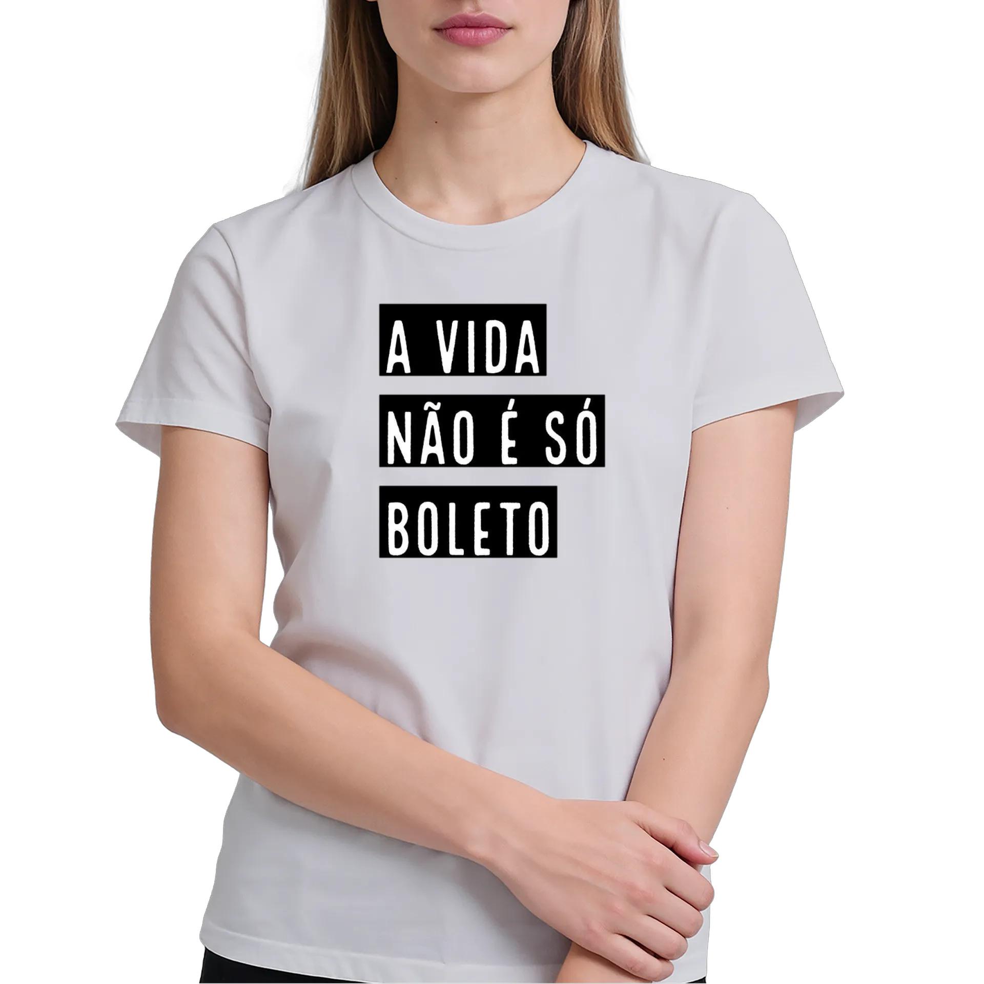 Camiseta Tipográfica A Vida Não É Só Boleto 100% Algodão - Imagem 4