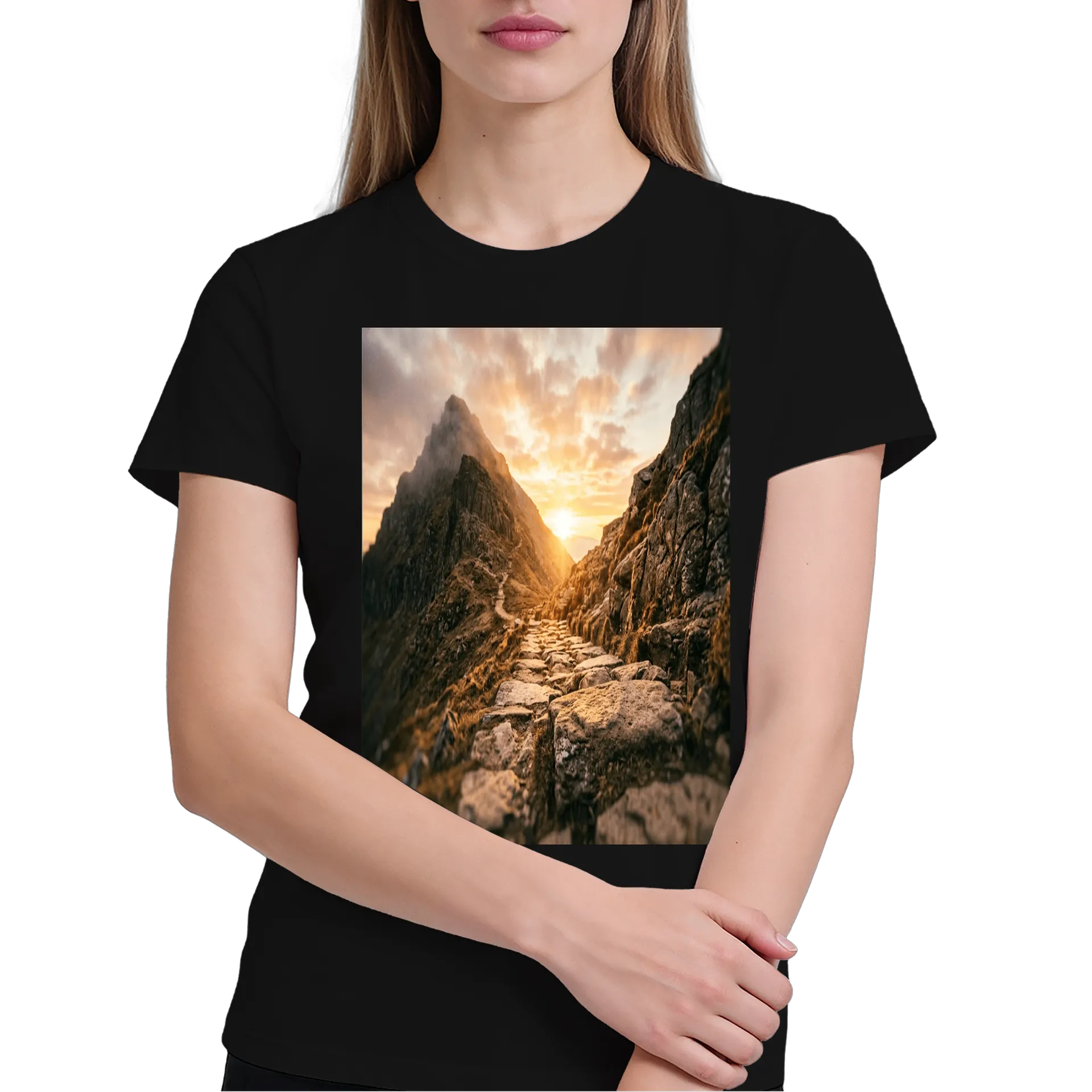 Camiseta Trilha de Montanha ao Pôr do Sol 100% Algodão - Imagem 3