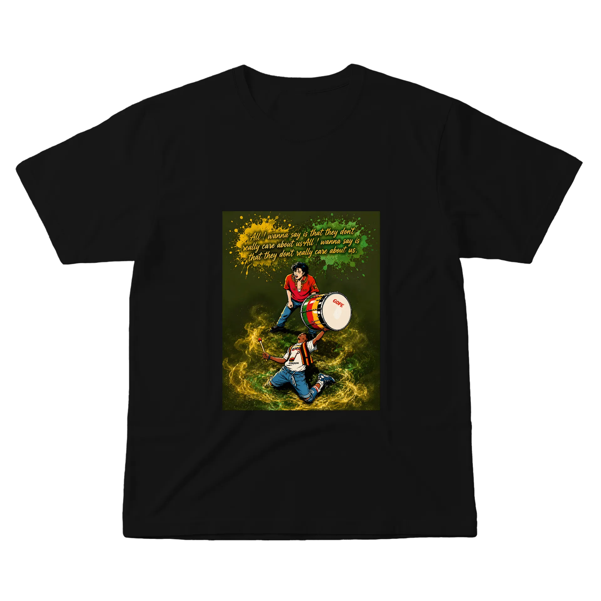 Camiseta Ilustração de Bateria com Frase 100% Algodão - Imagem 1