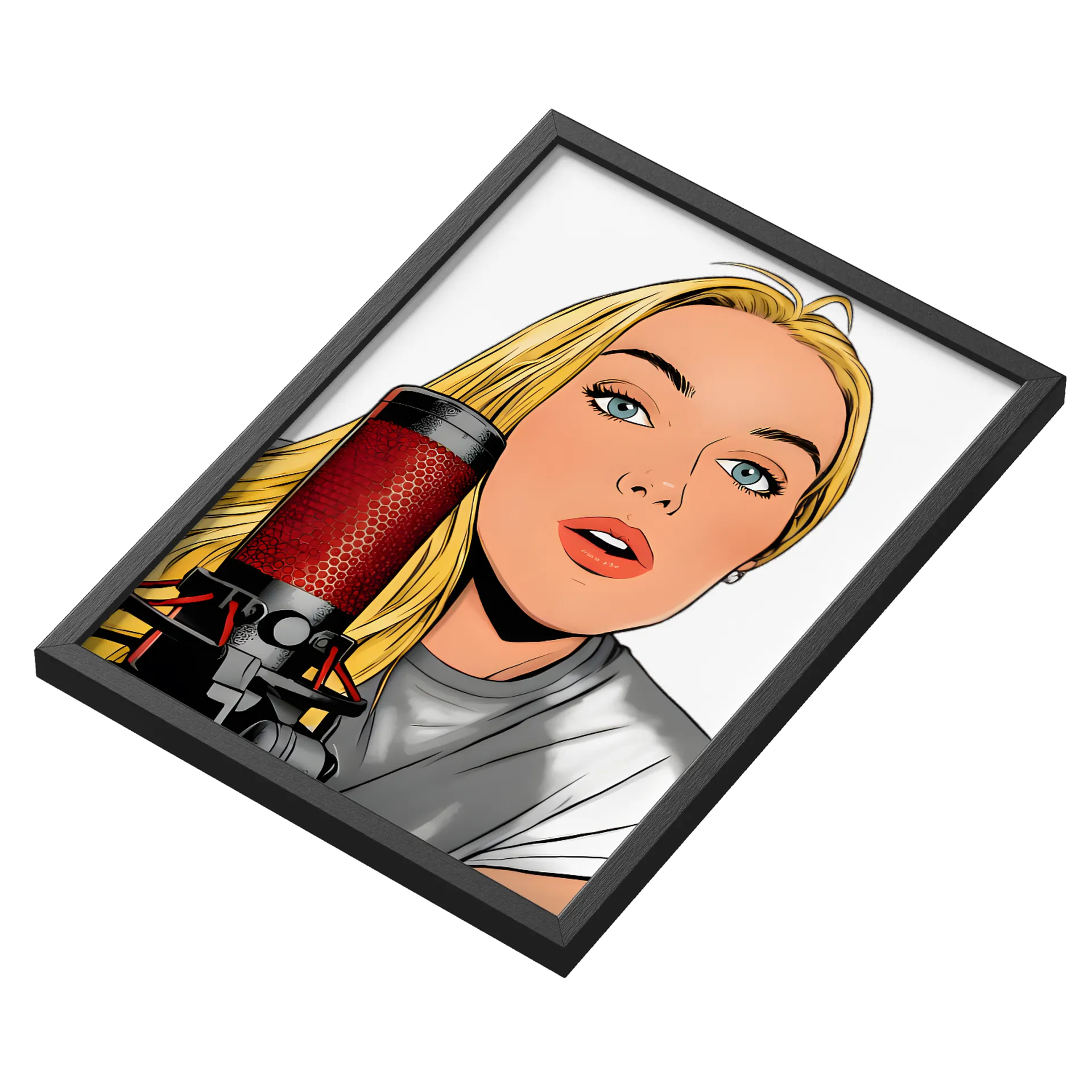 Quadro Ilustração Pop Art Mulher Com Microfone A3 com - Imagem 3