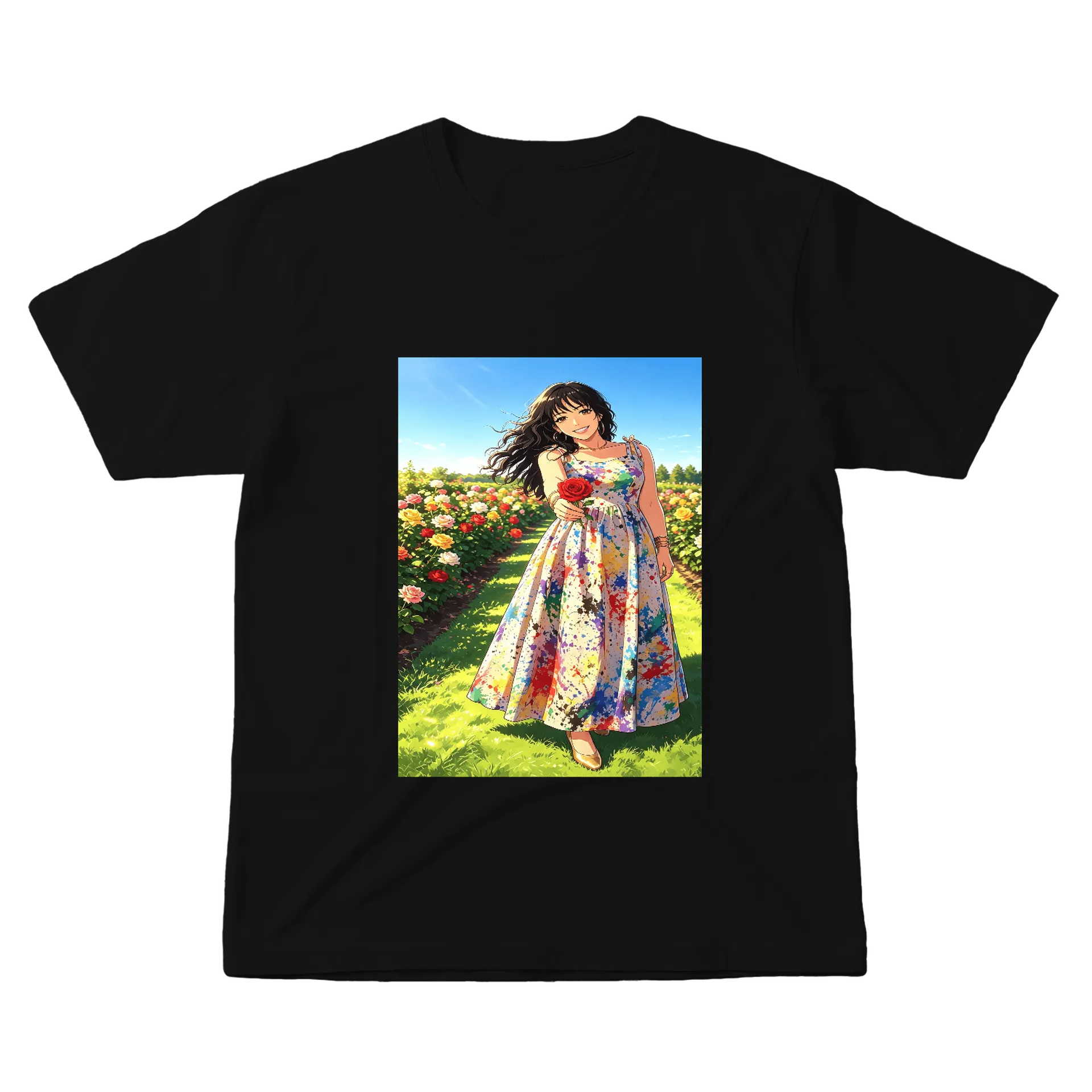 Camiseta Estampa Mulher Flores Coloridas 100% Algodão - Imagem 1
