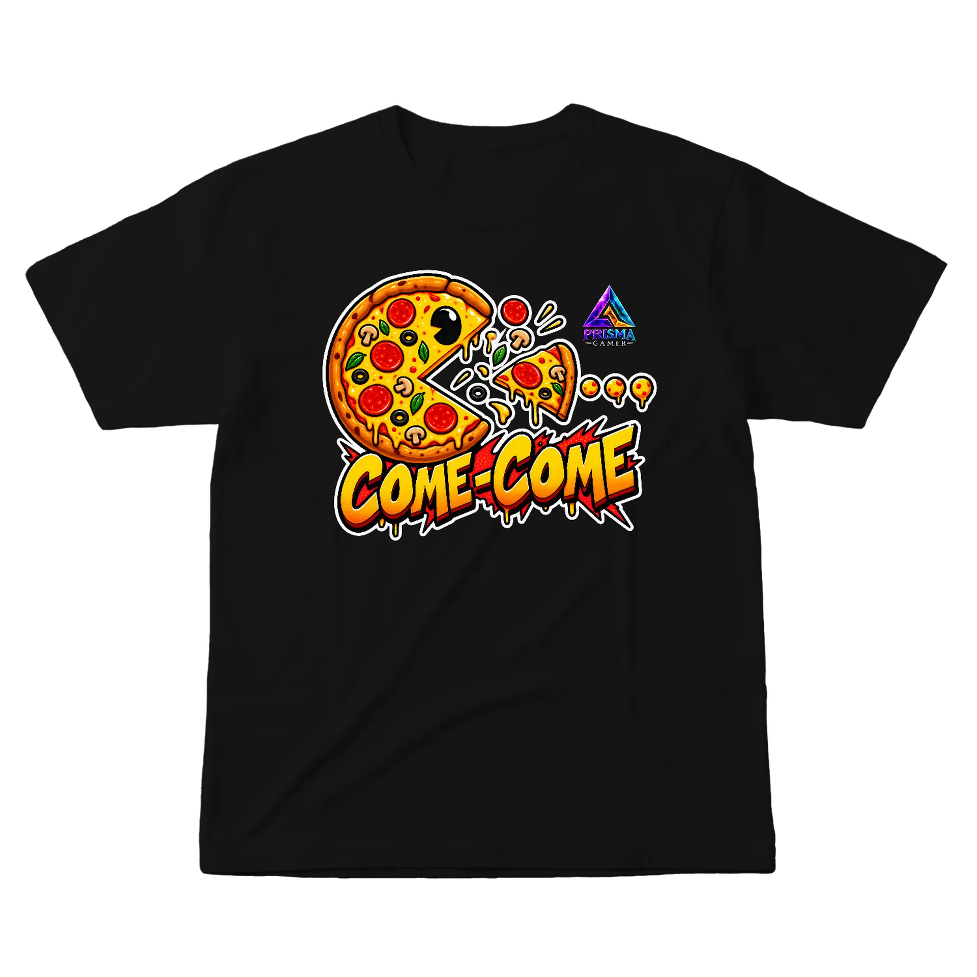 Camiseta PIZZA COME-COME Estilo Cartoon 100% Algodão - Imagem 1