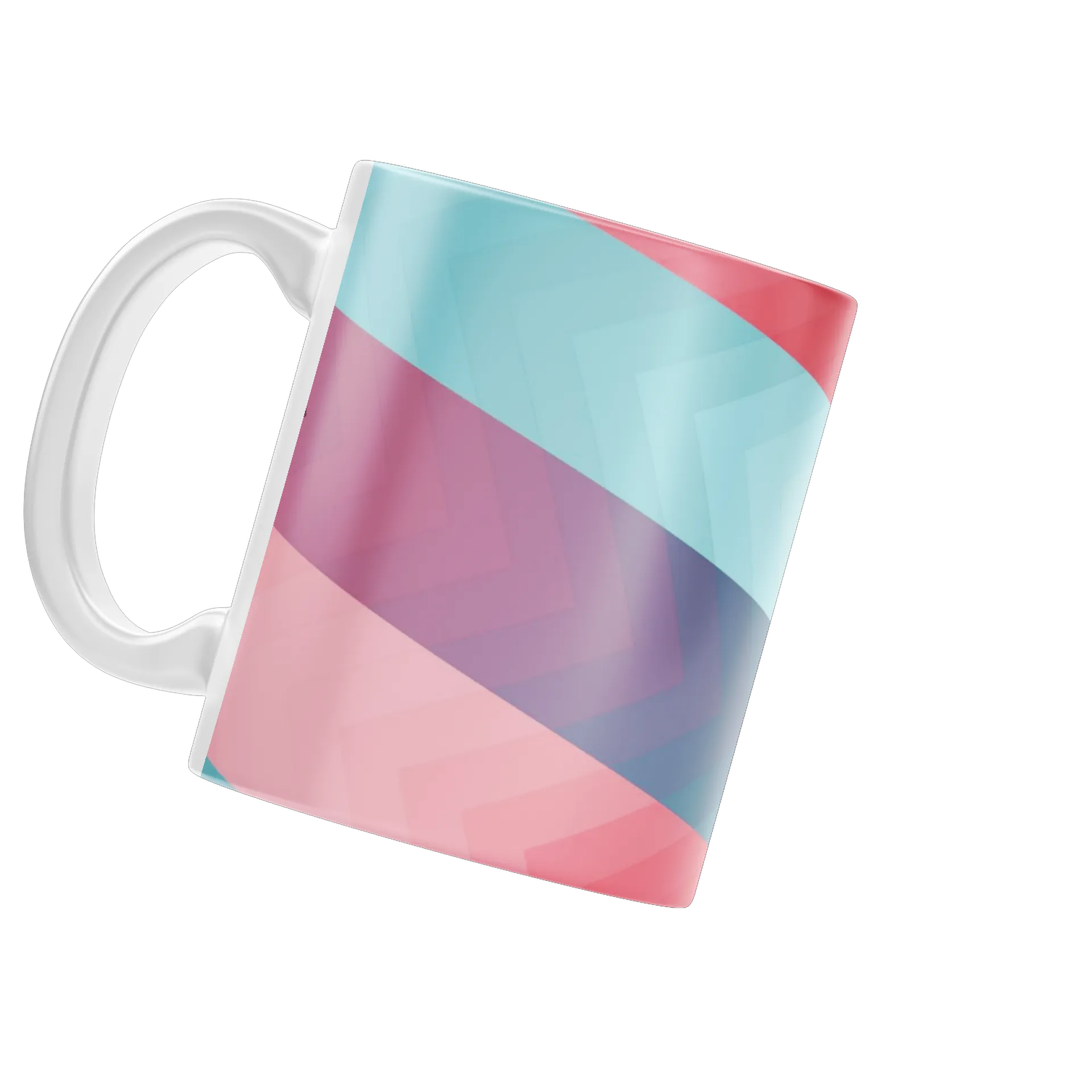 Caneca Porcelana Estampa Geométrica Azul Rosa 325ml - Imagem 3