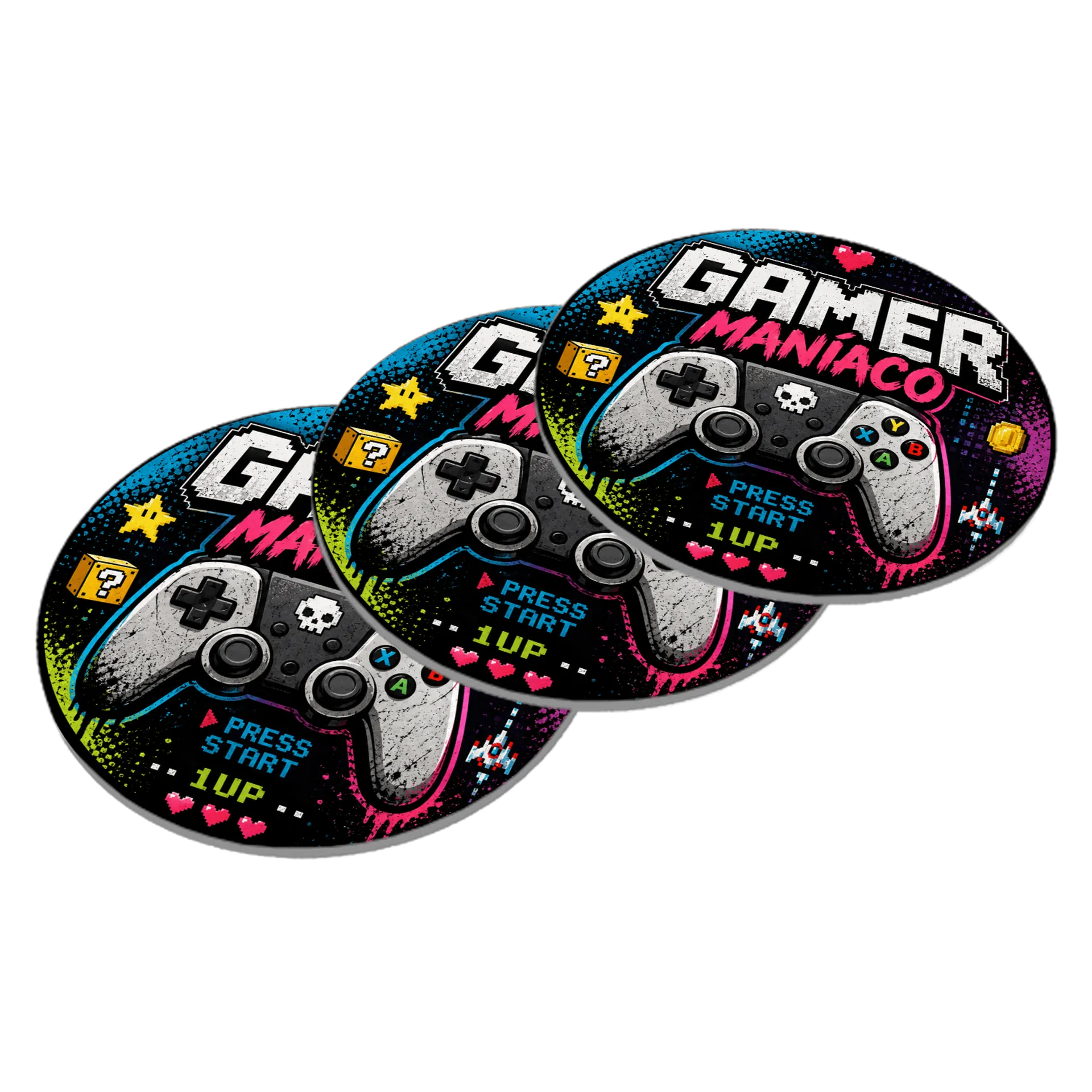 Porta-copo GAMER MANÍACO Controle Estilo Pixel MDF de PRISMA GAMER — imagem 2 de 3