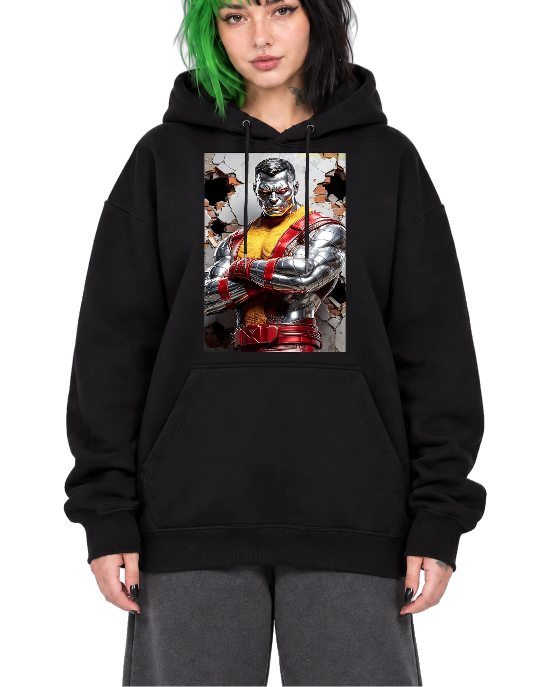 Blusa Moletom Canguru Guerreiro Cibernético Prateado e - Imagem 1