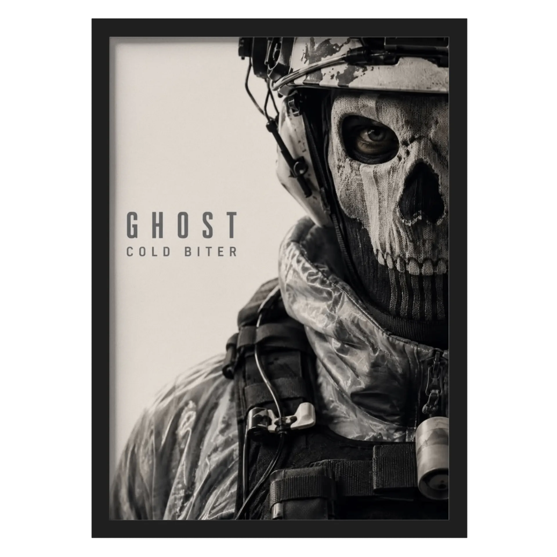 Quadro Ghost Cold Biter Soldado com Máscara A3 Com Vidro - Imagem 1