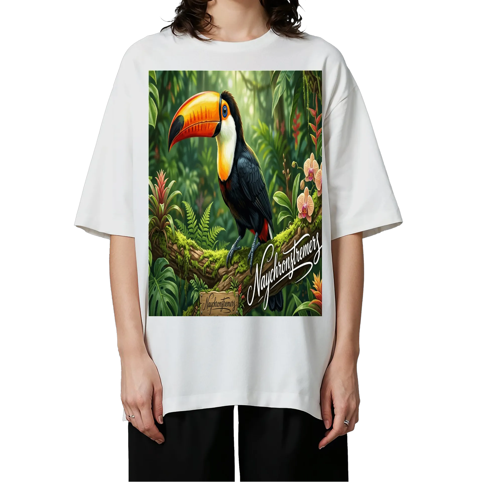 Camiseta Oversized Tucano Realista e Floresta Tropical 50% - Imagem 3
