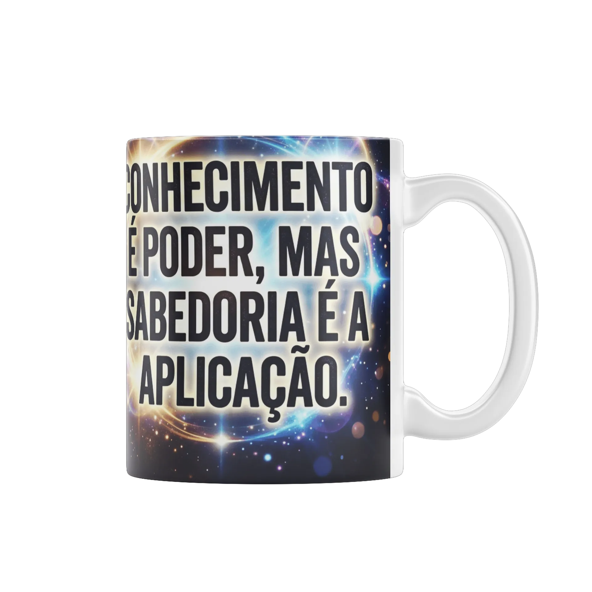 Caneca Frase Conhecimento e Sabedoria Universo 325ml - Imagem 1