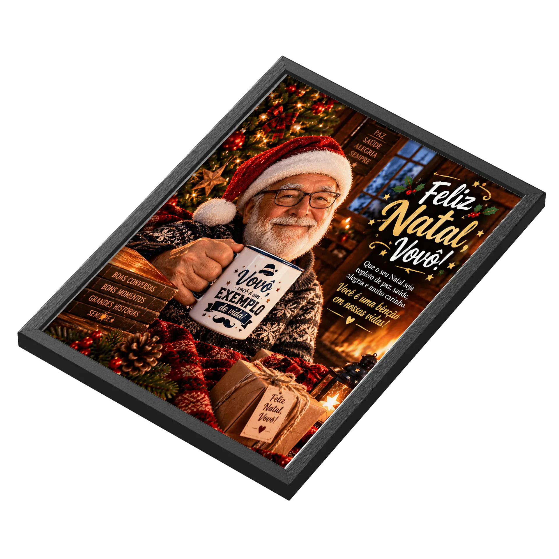 Quadro Natal com Vovô e Mensagem Afetiva A3 - Imagem 3