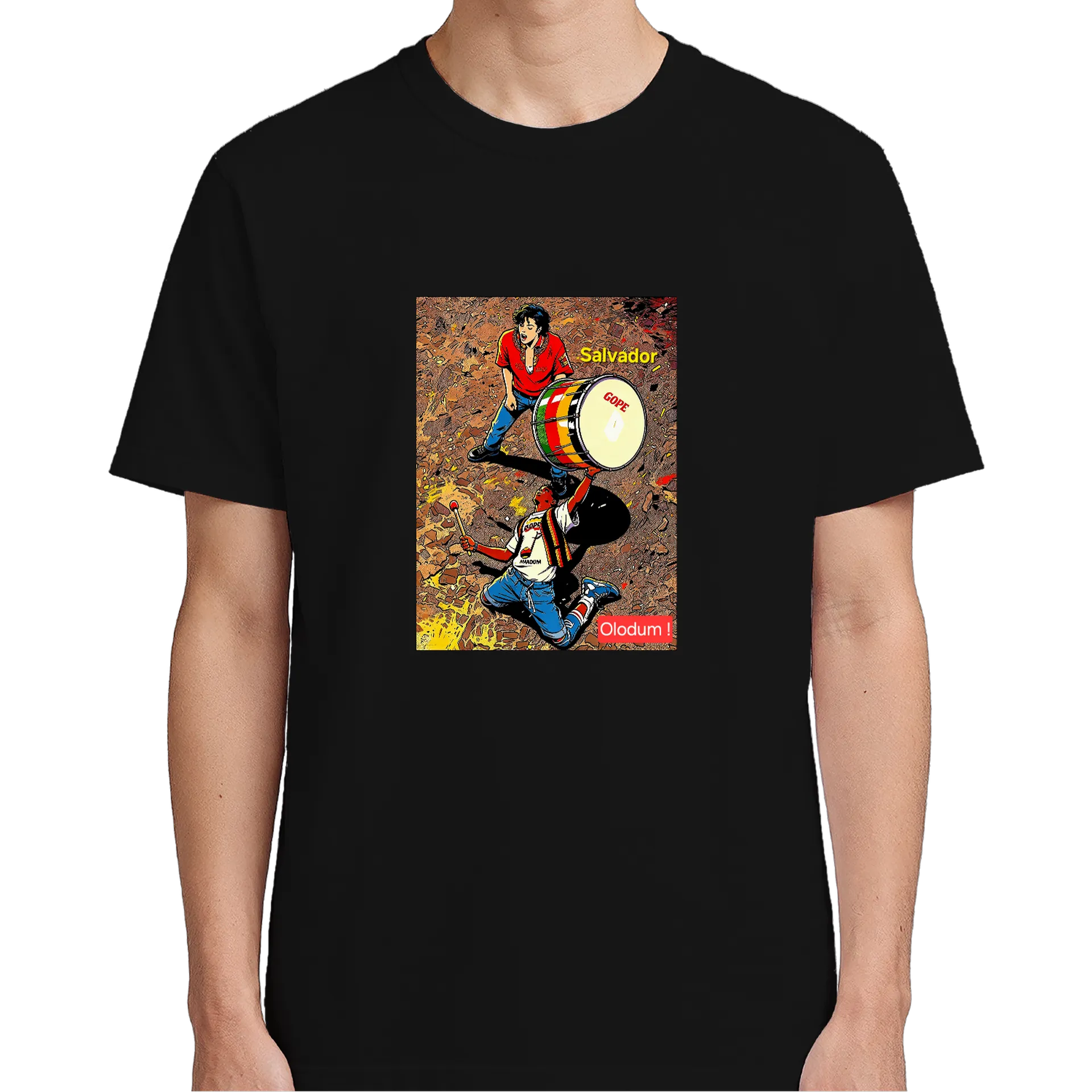 Camiseta Ilustração Olodum Salvador Tambor 100% Algodão - Imagem 4