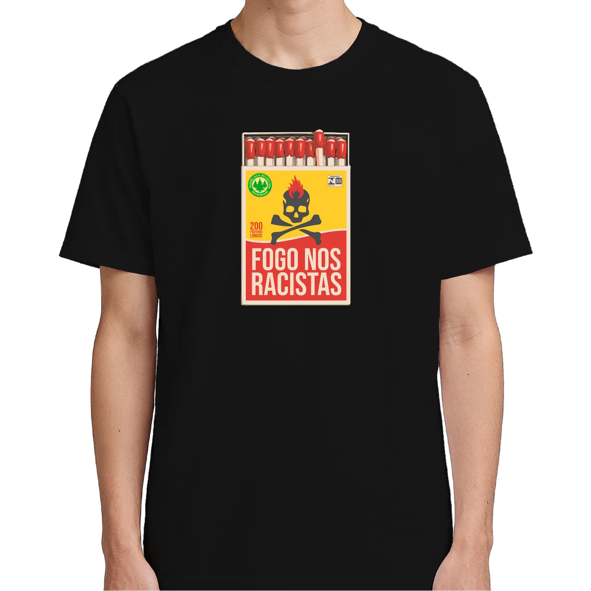 Camiseta Estampa Fogo Nos Racistas 100% Algodão - Imagem 5