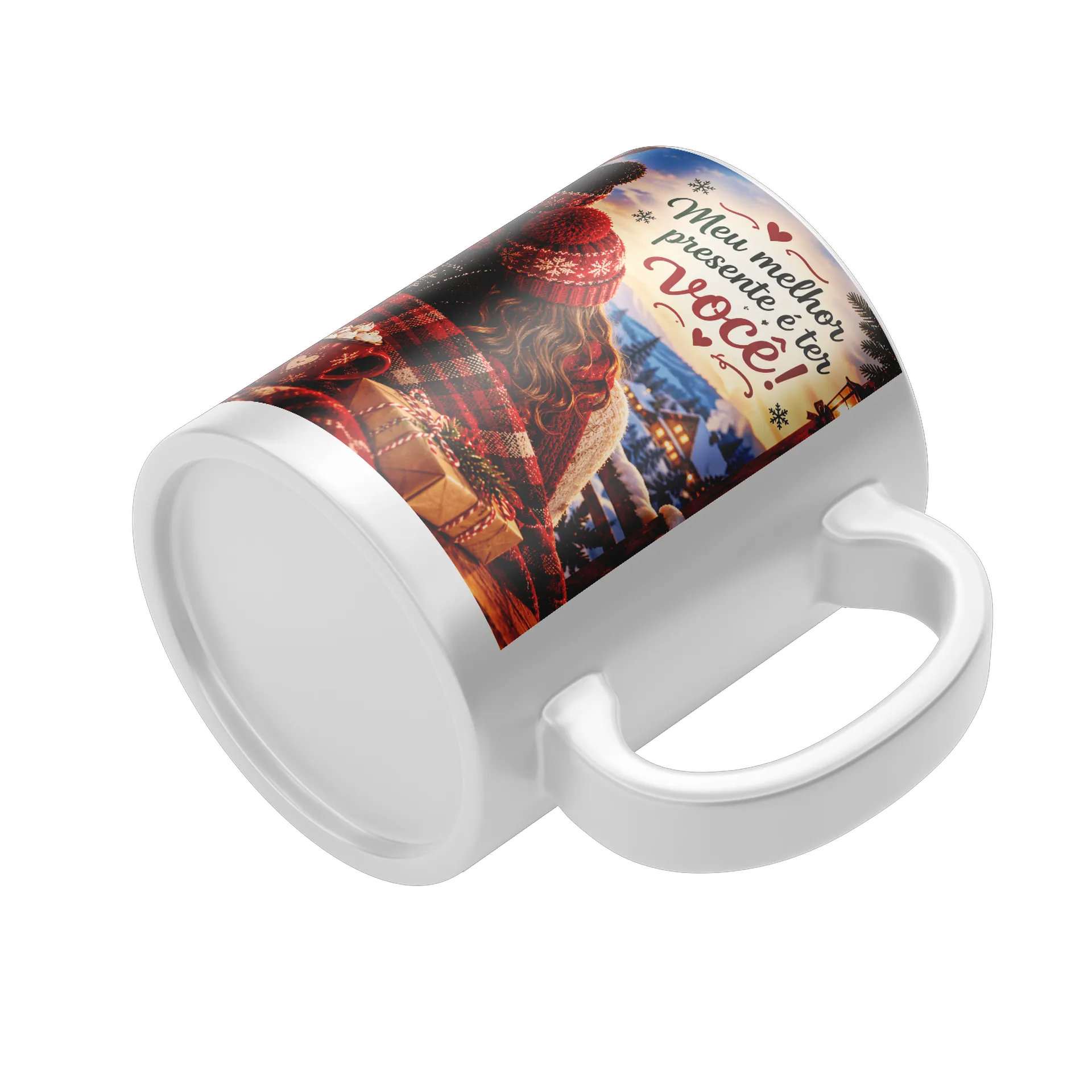 Caneca Natal Romântico com Frase Meu Melhor Presente 325ml - Imagem 4