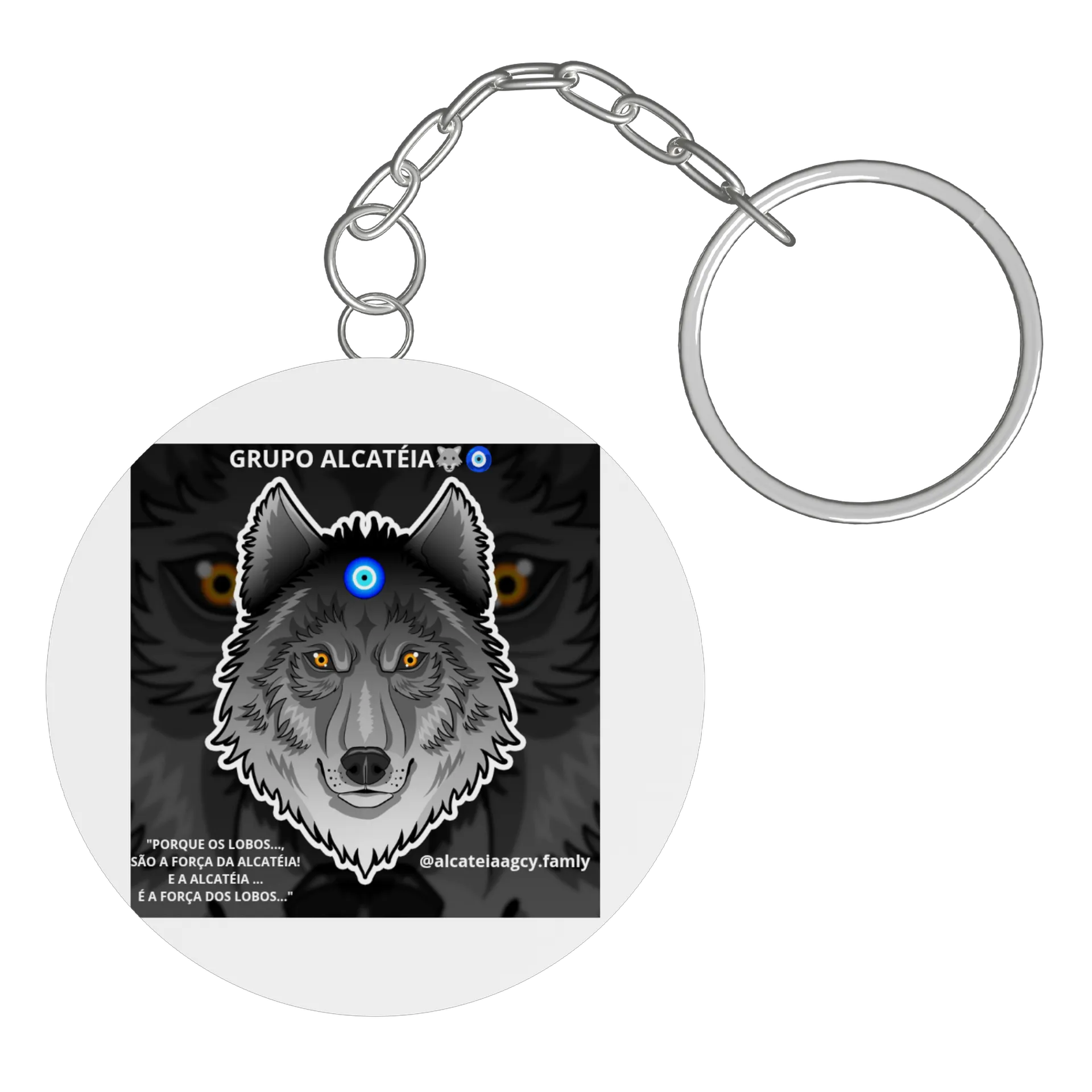 Chaveiro MDF Lobo Estampa Grupo Alcatéia de LOBO MAU🐺🧿