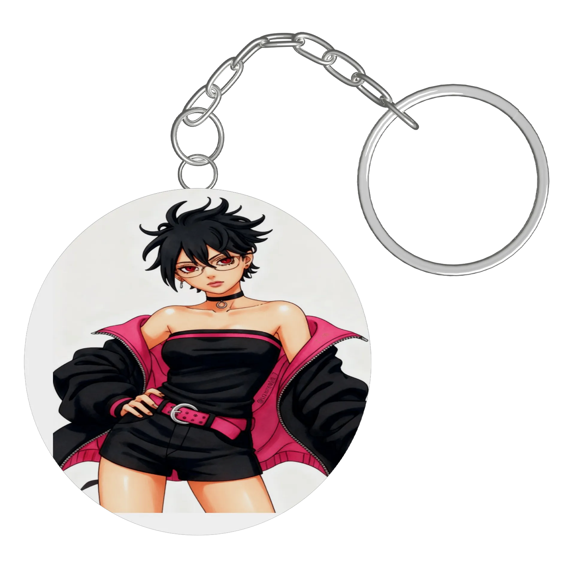 Chaveiro Sarada Uchiha Anime Estampa MDF - Imagem 3