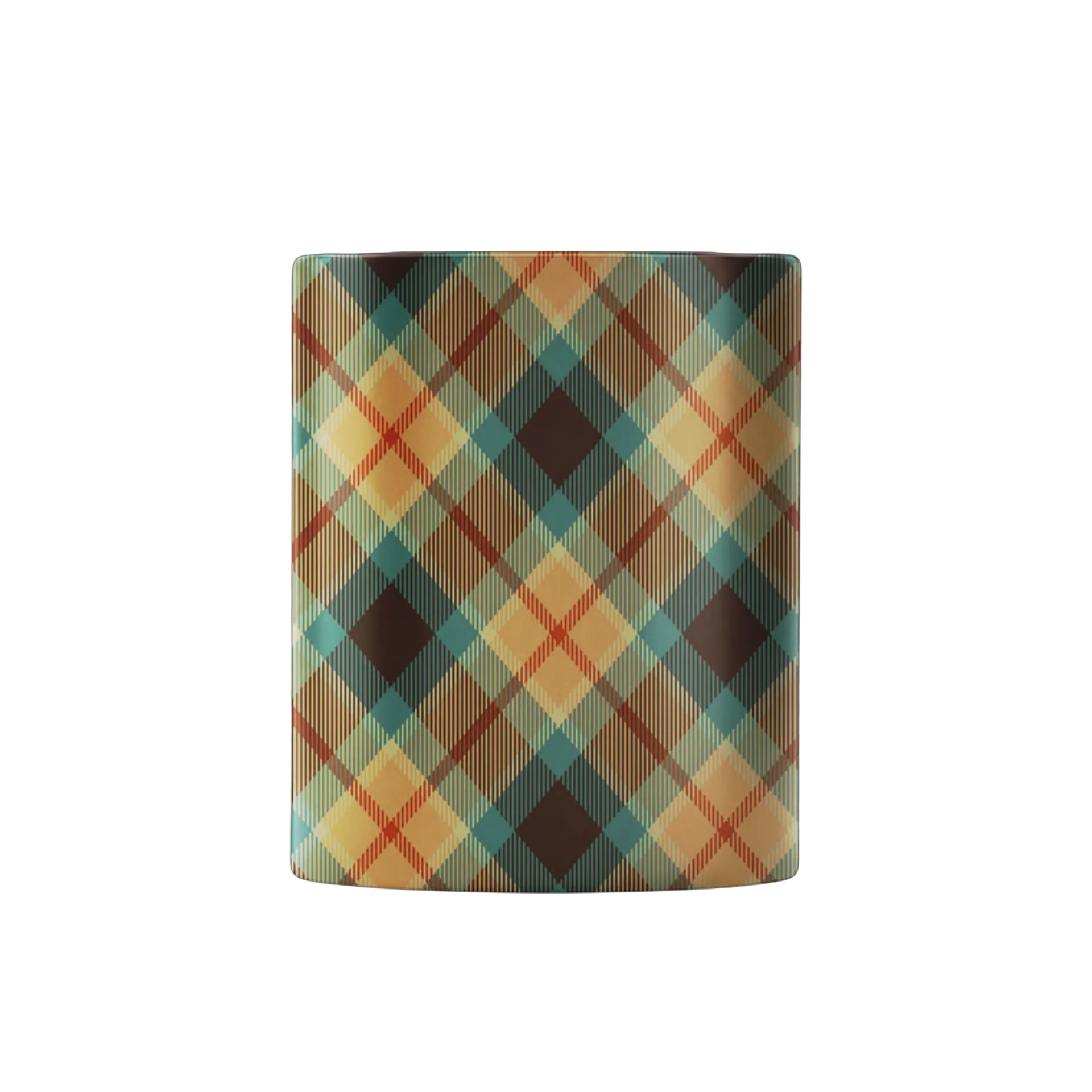 Caneca Porcelana Estampa Xadrez Colorido 325ml - Imagem 2