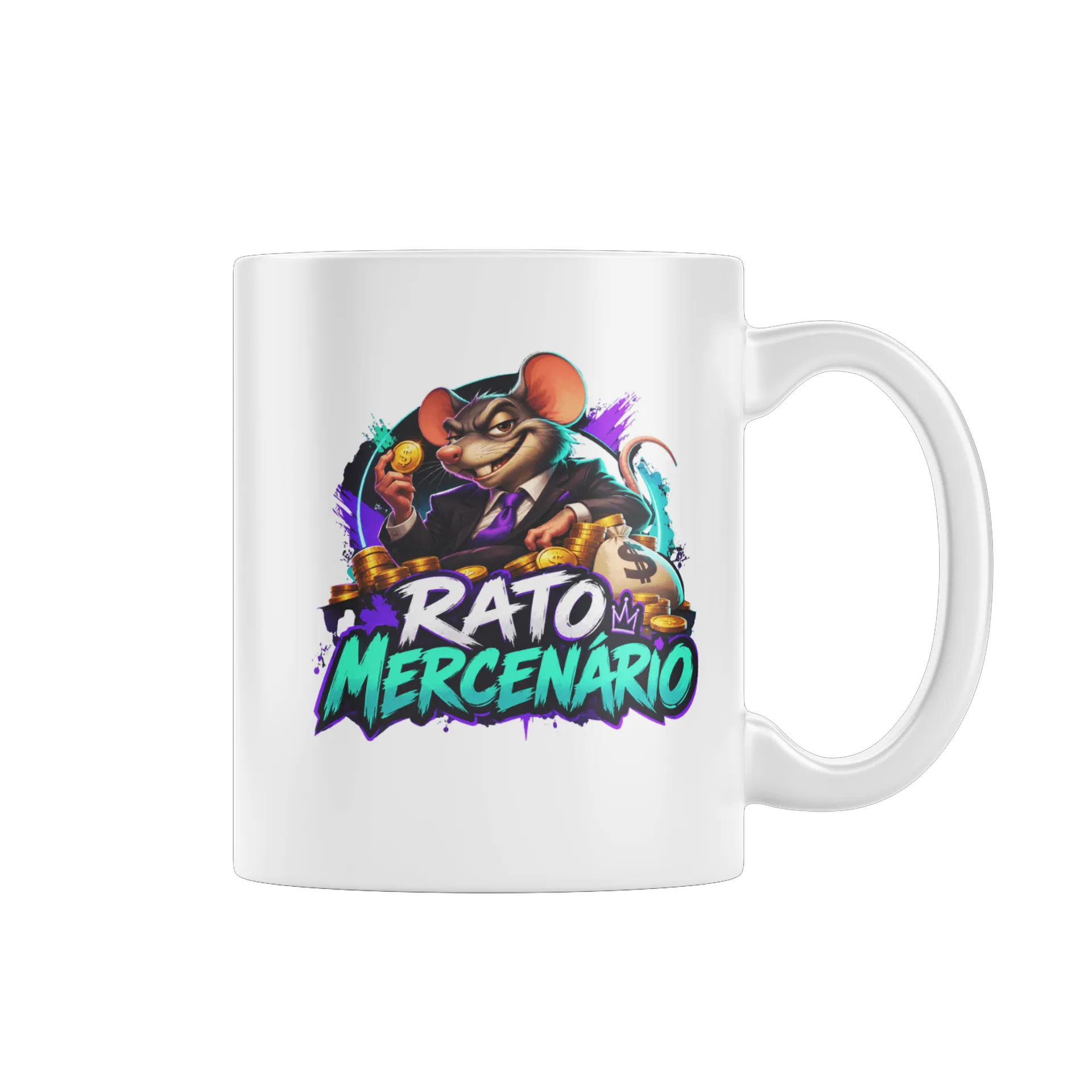 Caneca Rato Mercenário Cartoon Estampa Colorida 325ml - Imagem 1