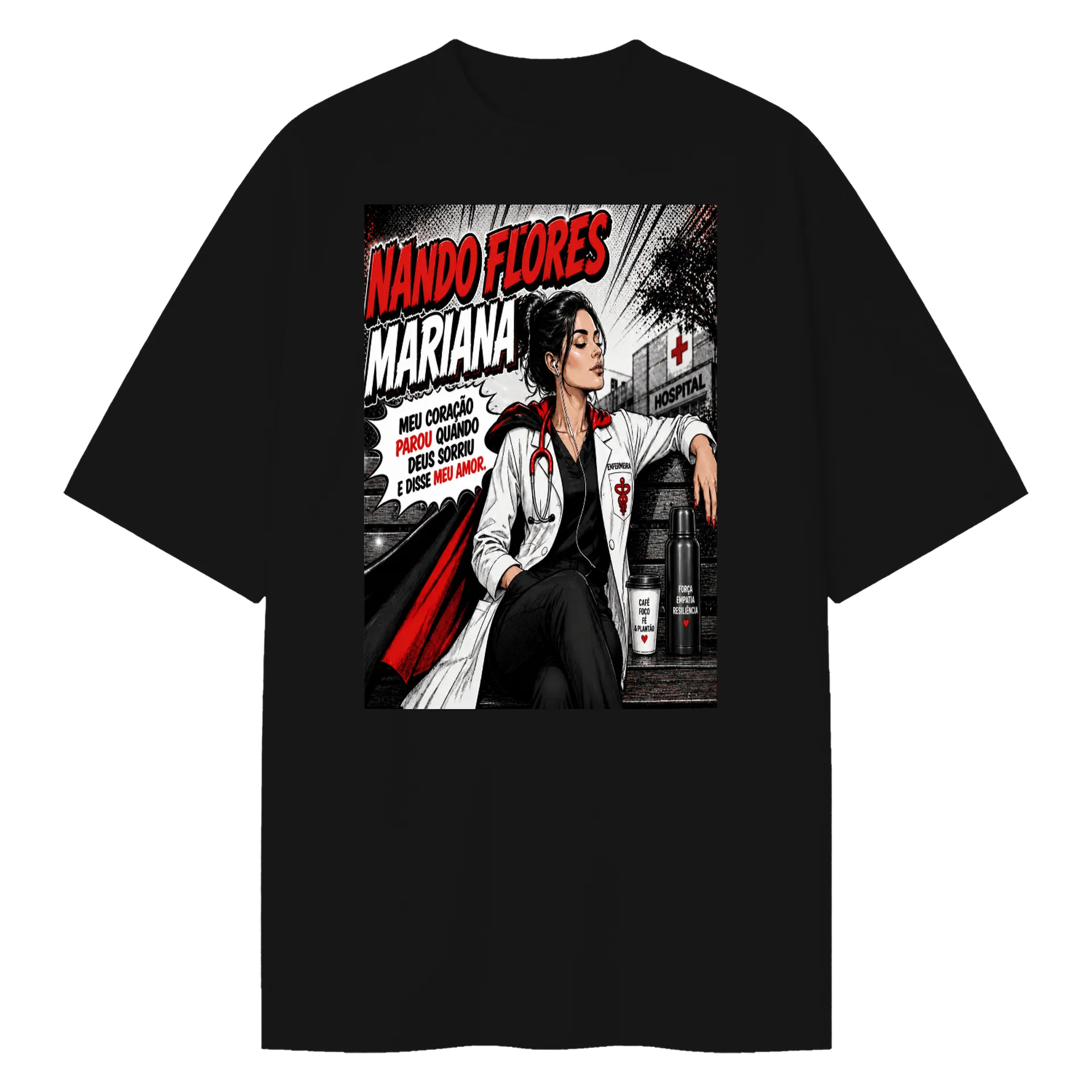 Camiseta Oversized Estampa Personalizada 100% Algodão de Nando Flores