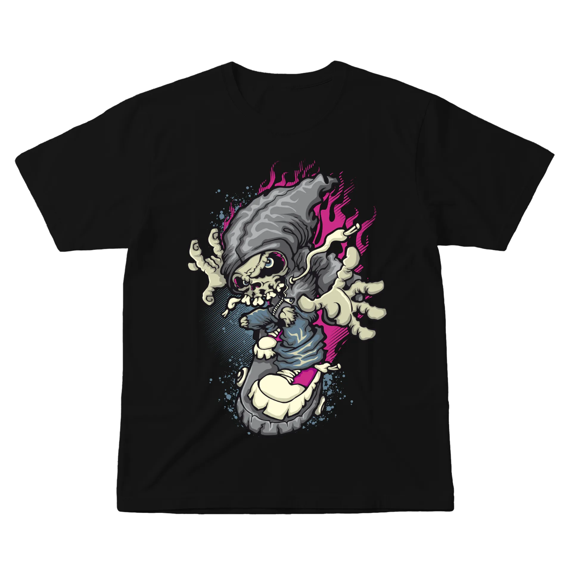 Camiseta Estampa Esqueleto com Moletom 100% Algodão - Imagem 1