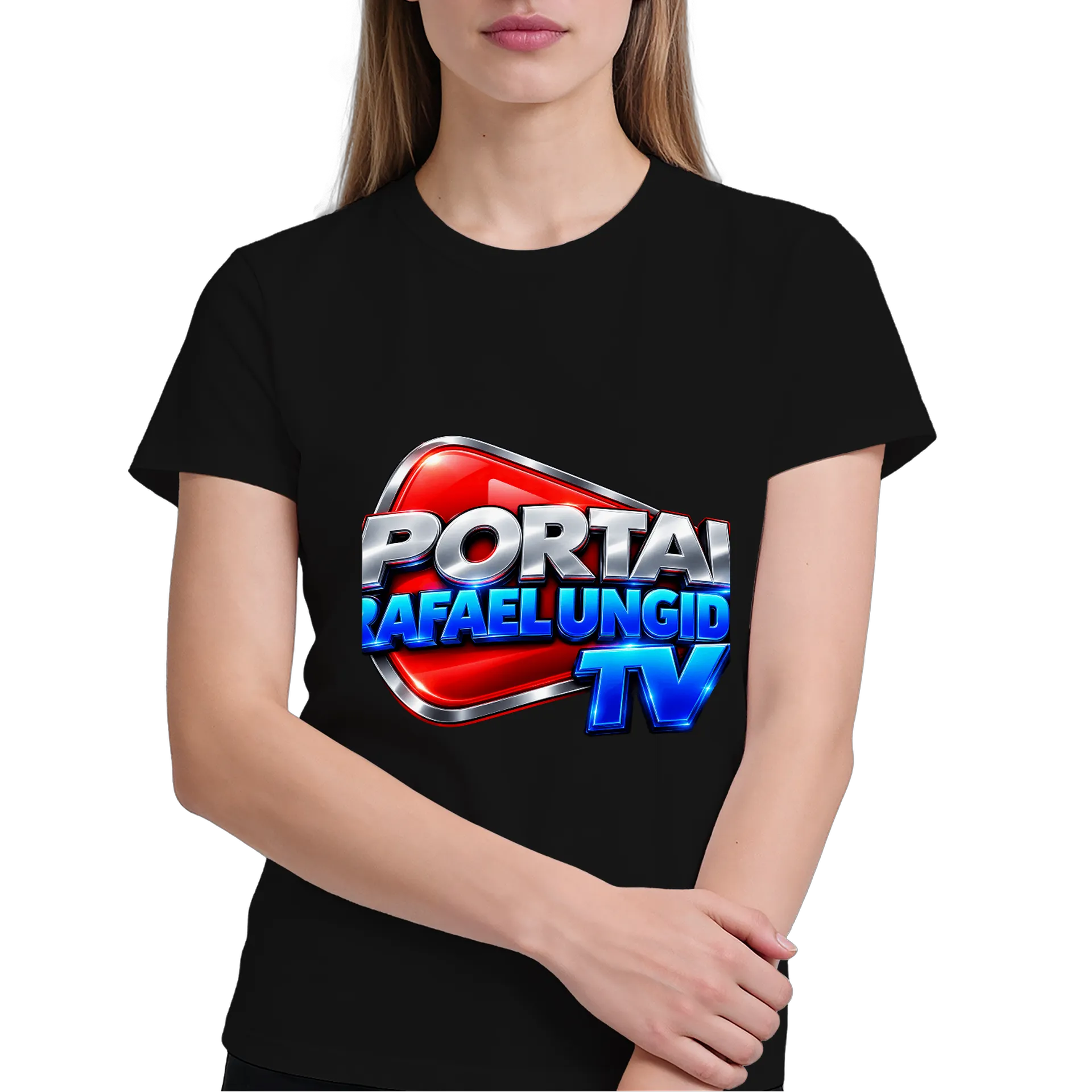 Camiseta Logo Portal Rafael Ungido TV Vermelho e Azul 100% de Clube do Rafael Ungido  — imagem 4 de 6