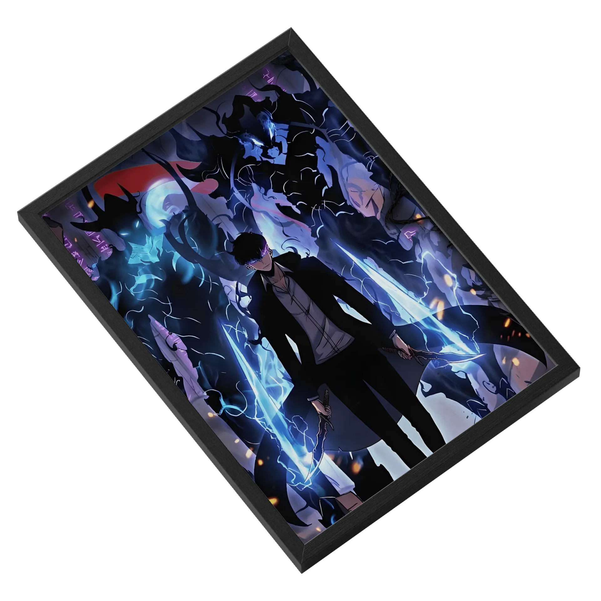 Quadro Anime Caçador Sombras Azuis A3 com Vidro - Imagem 2