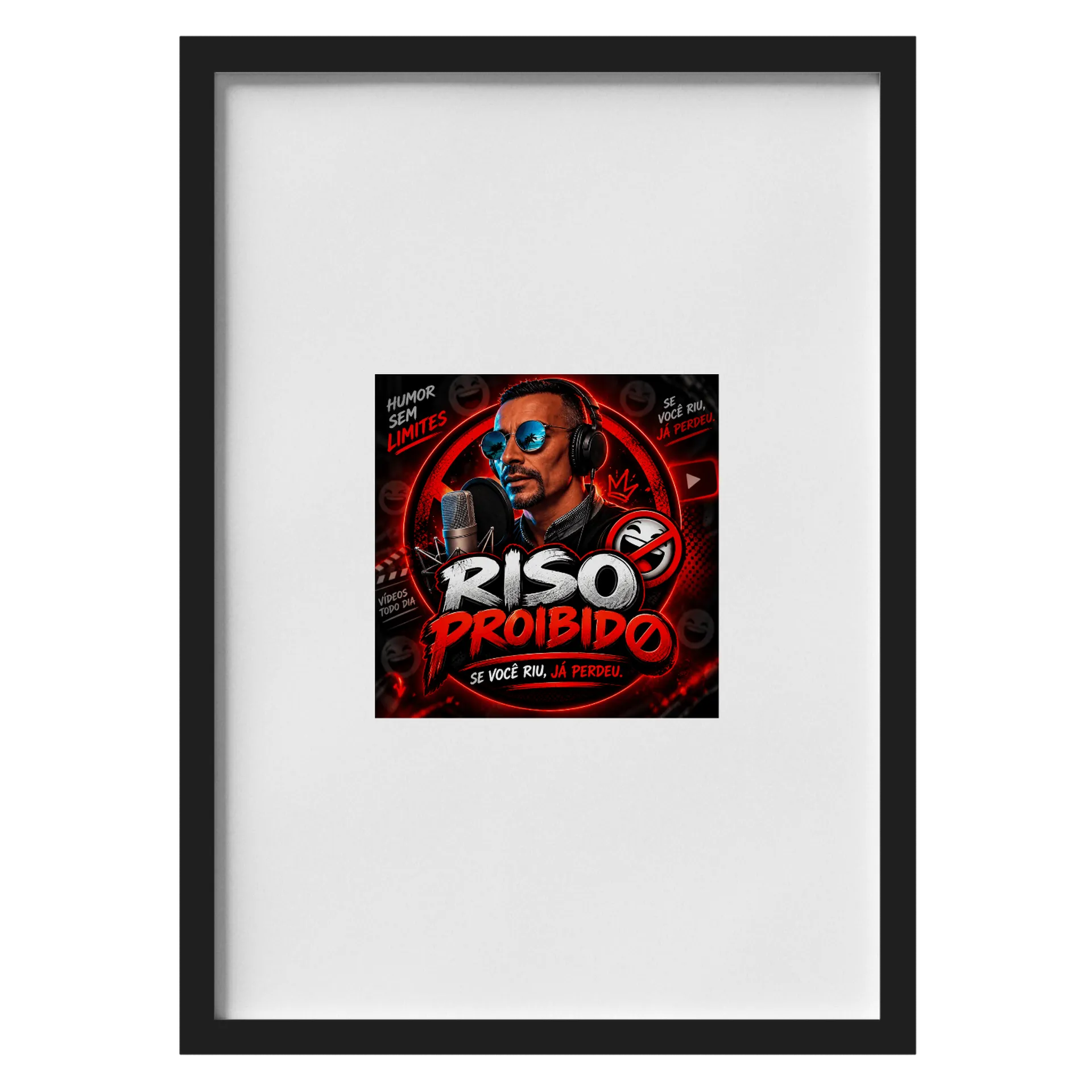 Quadro Ri so Proibido Com Vidro A3 - Imagem 1