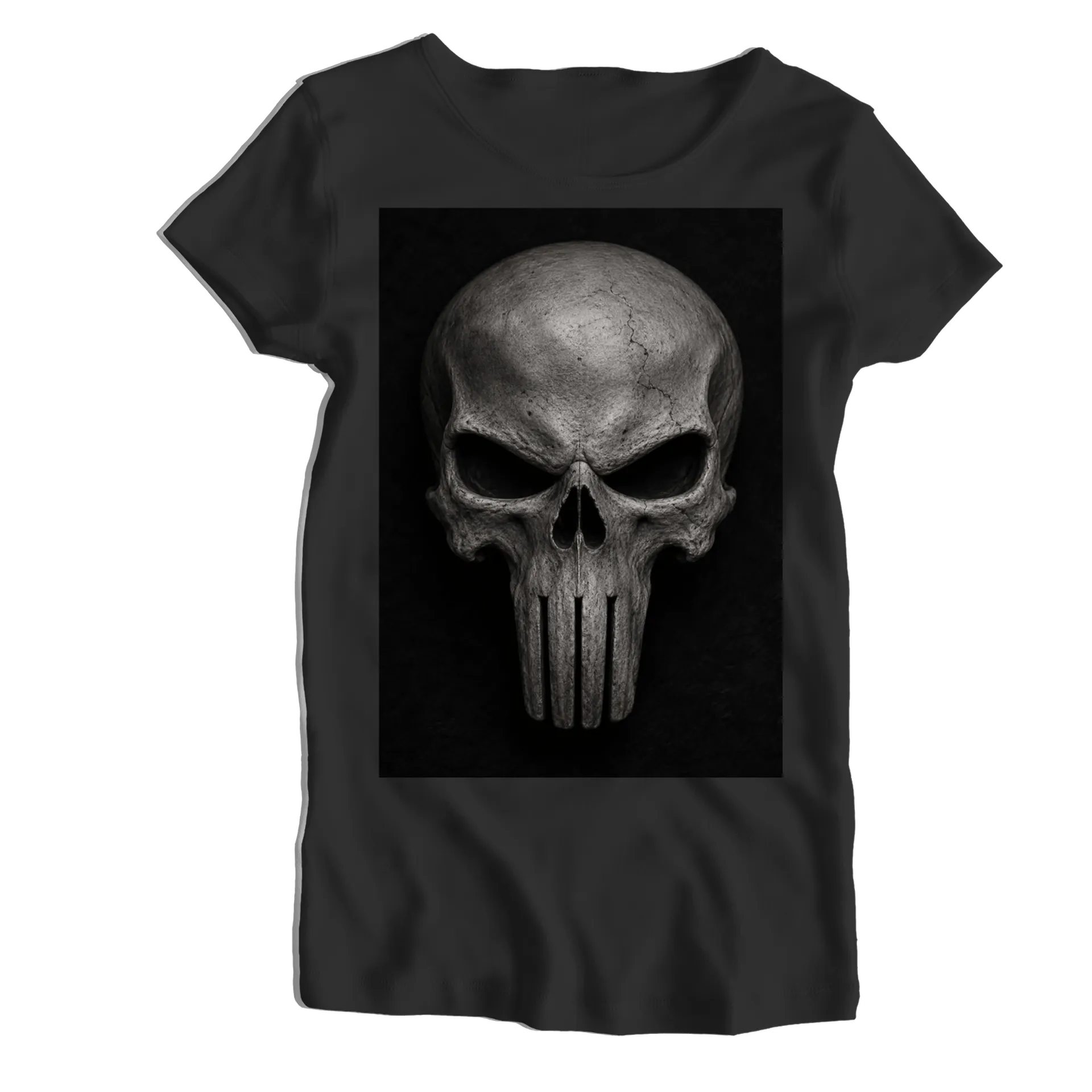 Camiseta Babylook Caveira Realista Monocromática 100% - Imagem 1