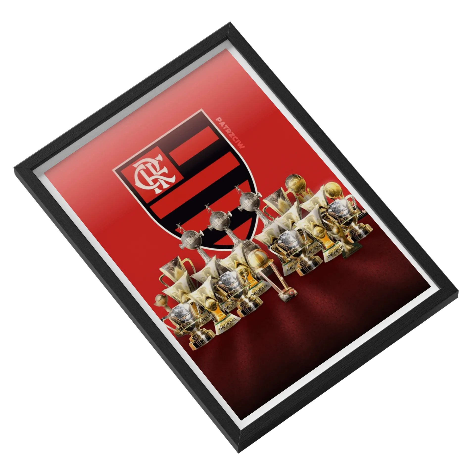 Quadro Escudo do Flamengo com Troféus A3 com Vidro - Imagem 2