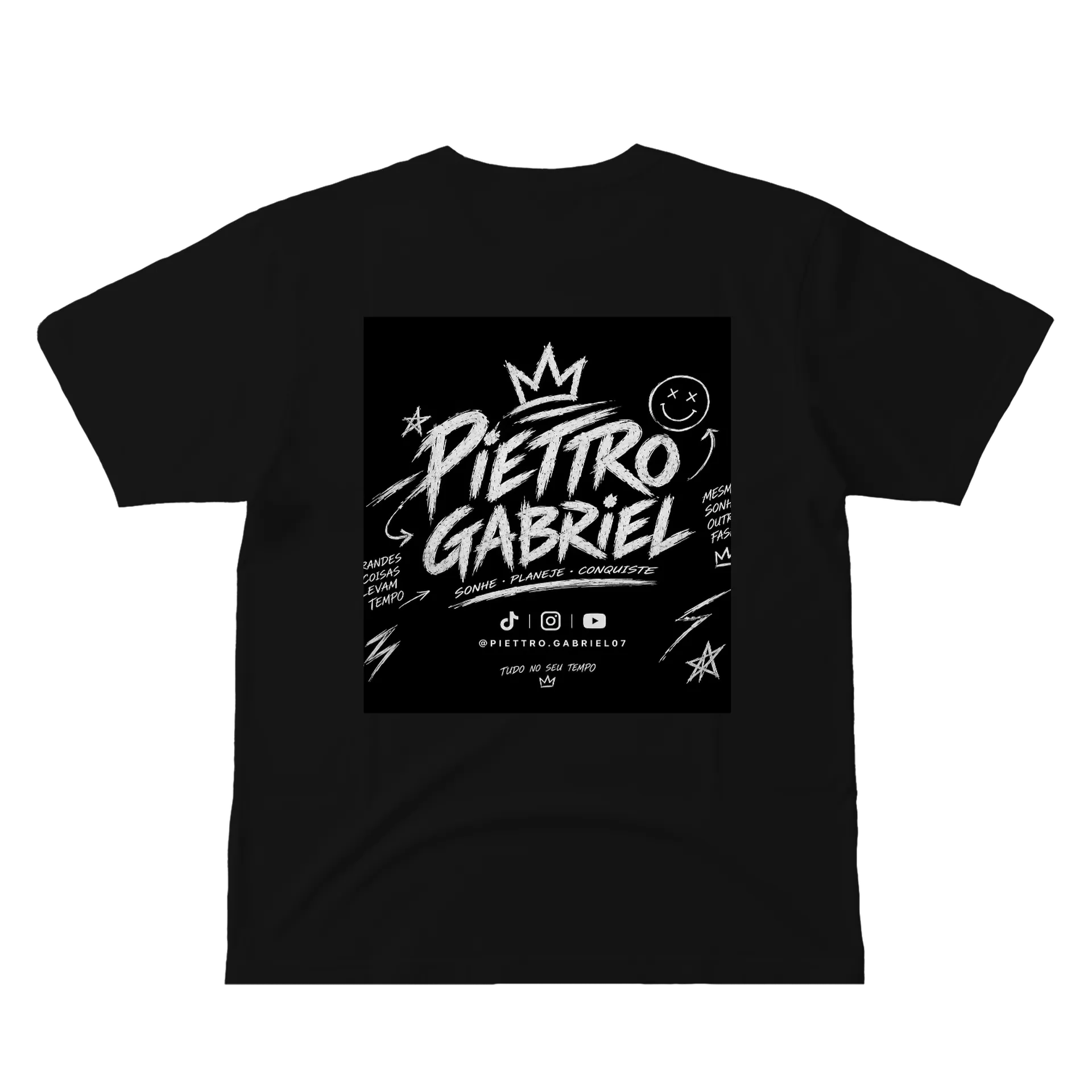 Camiseta Piettro Gabriel Estampa Preto 100% Algodão - Imagem 2