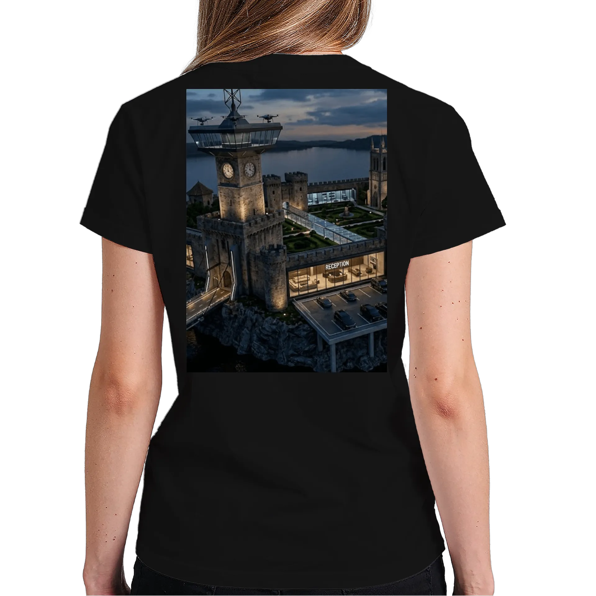 Camiseta Personalizada Castelo Noturno 100% Algodão - Imagem 6