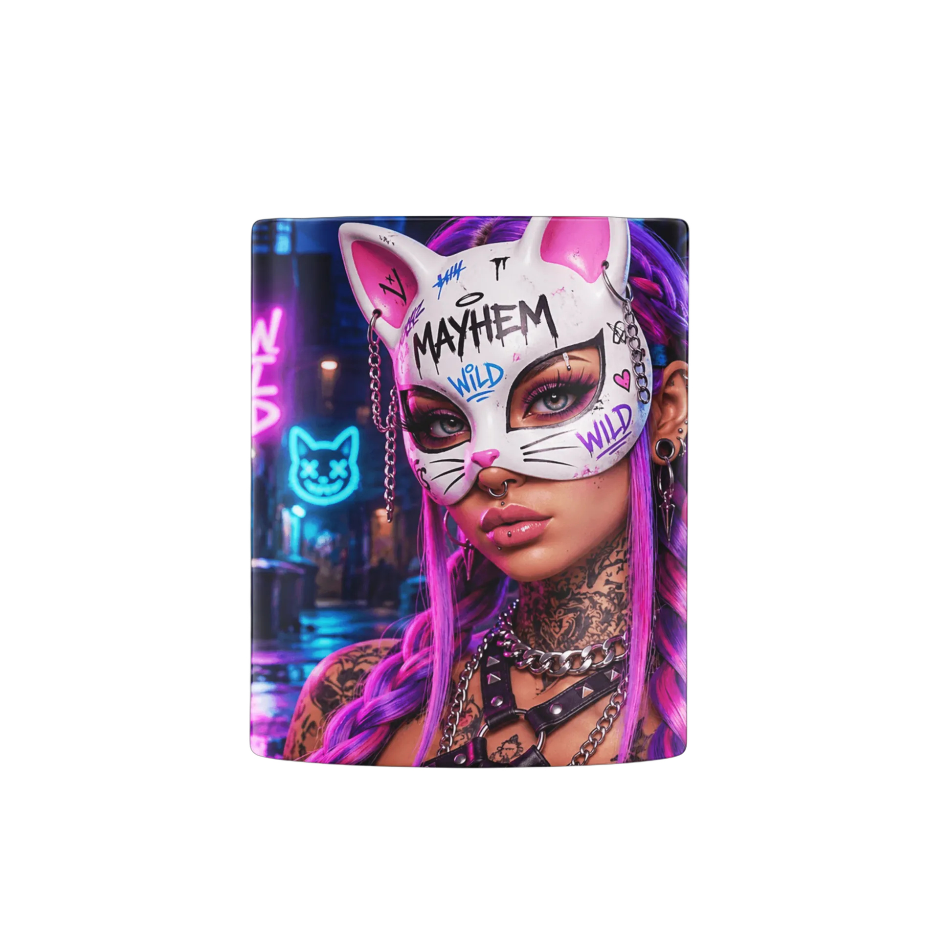 Caneca Máscara de Gato Mayhem Wild 325ml - Imagem 2