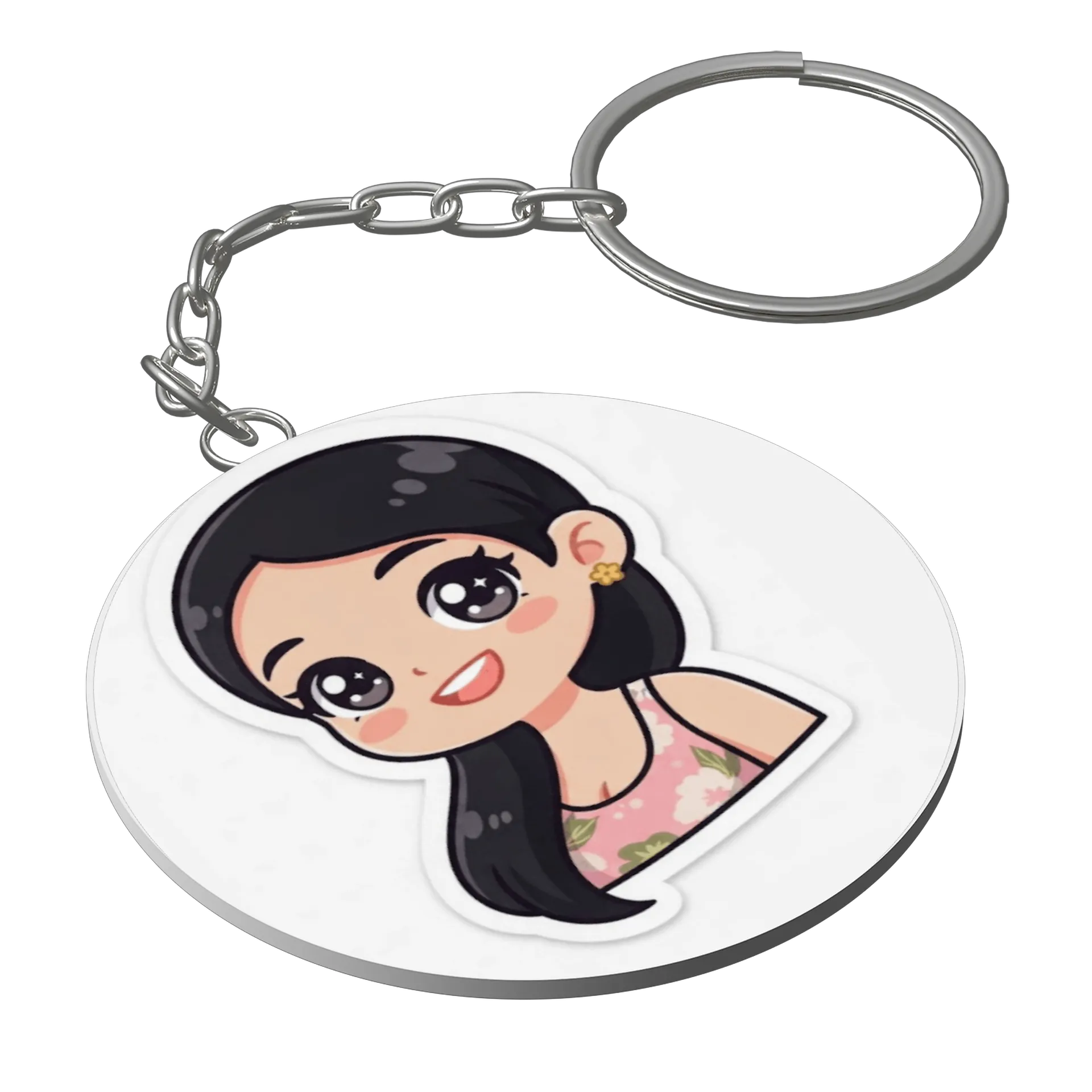 Chaveiro MDF Personagem Feminina Estilo Anime Colorido - Imagem 1