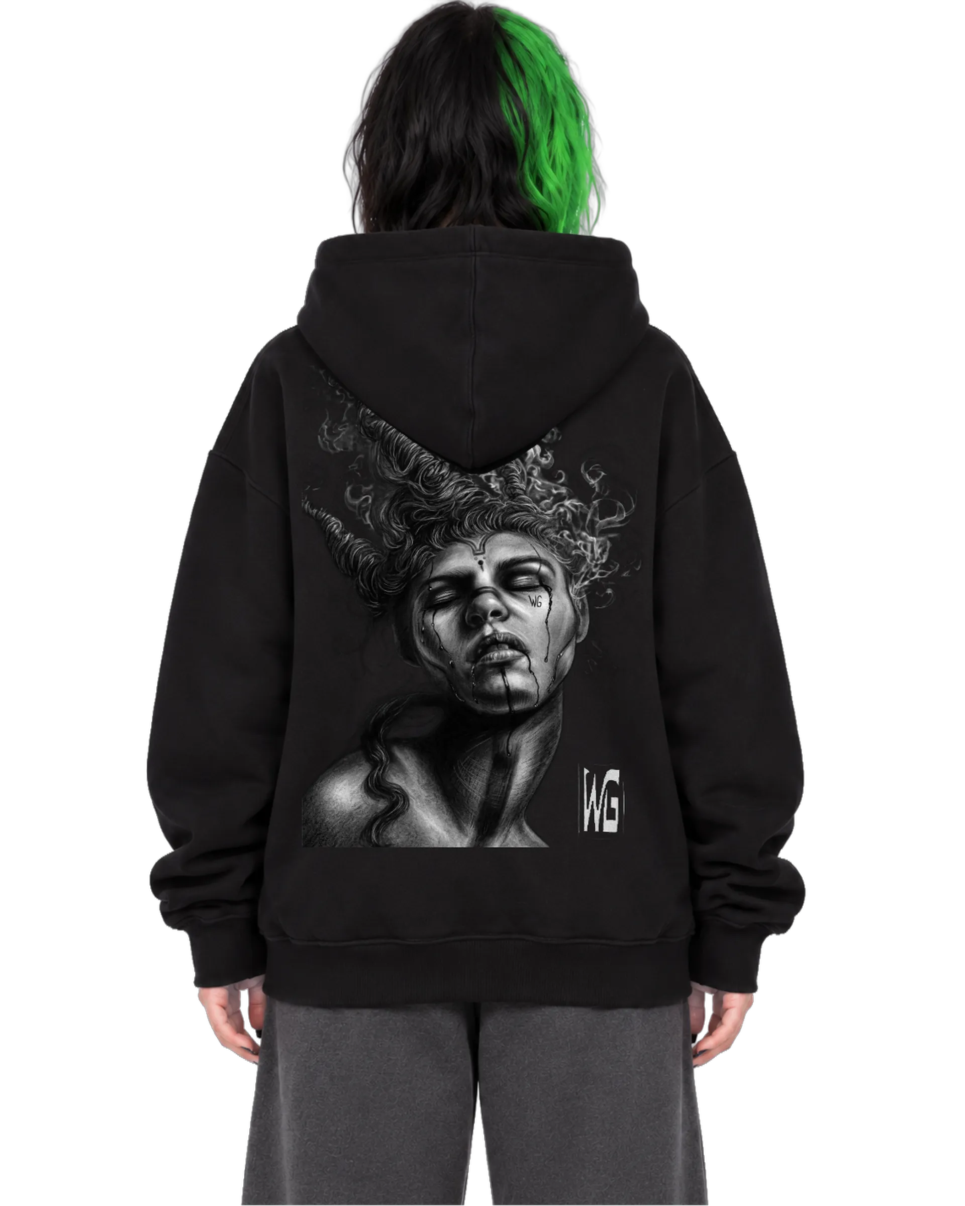 Blusa Moletom Canguru Retrato Realista Monocromático Felpada - Imagem 1
