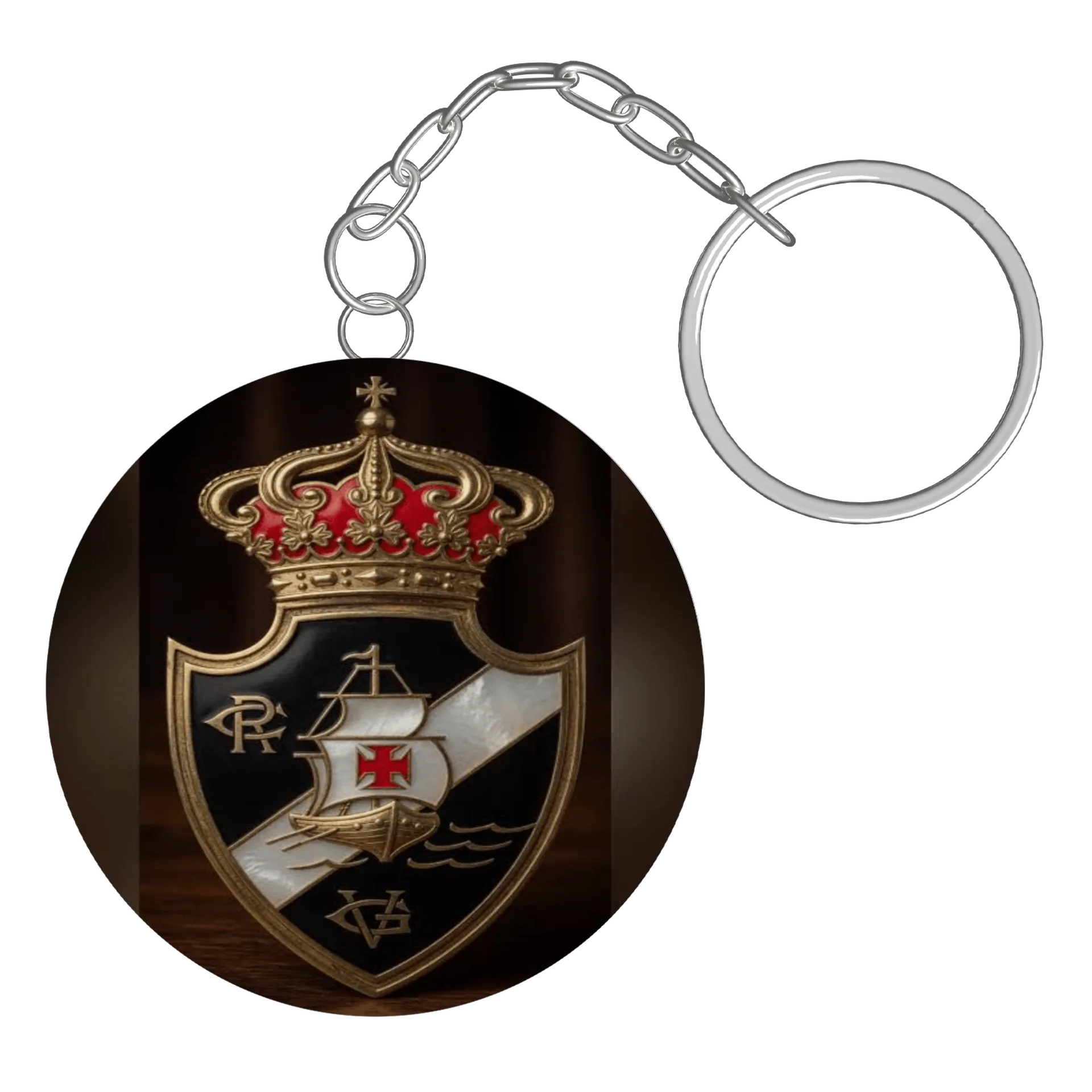 Chaveiro MDF Escudo Coroa Navio Vasco da Gama - Imagem 2
