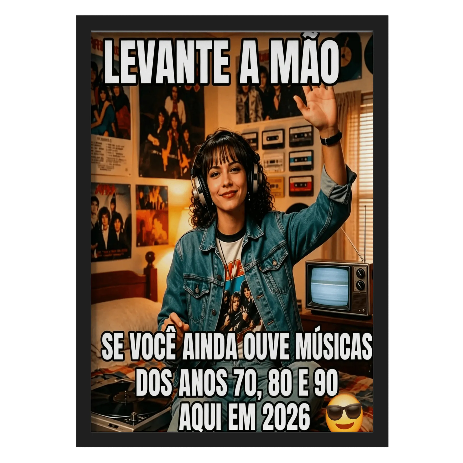Quadro Grito Nostálgico Anos 70 80 A3 com Vidro MDF e Vidro - Imagem 1