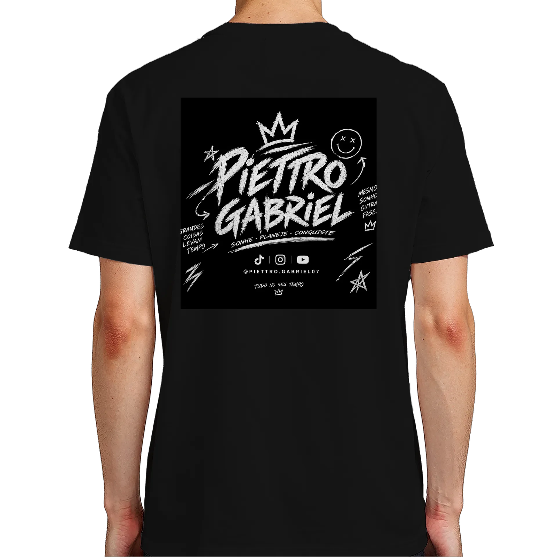 Camiseta Piettro Gabriel Estampa Preto 100% Algodão - Imagem 6