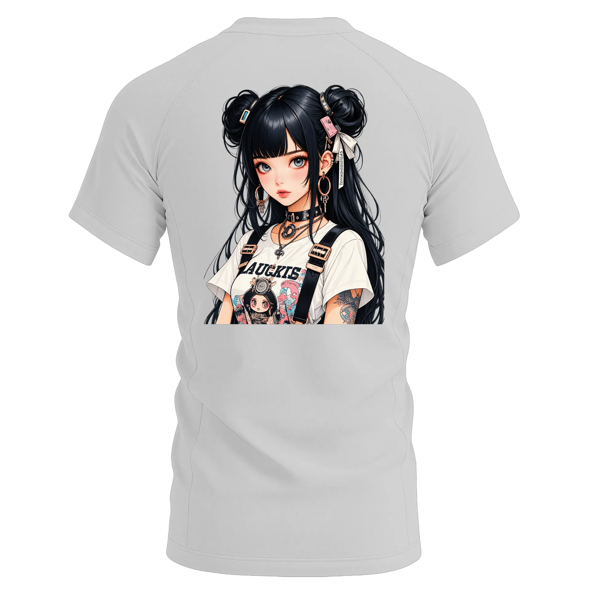Camiseta Dry Fit Estampa Anime Garota de Cabelo Preto - Imagem 2