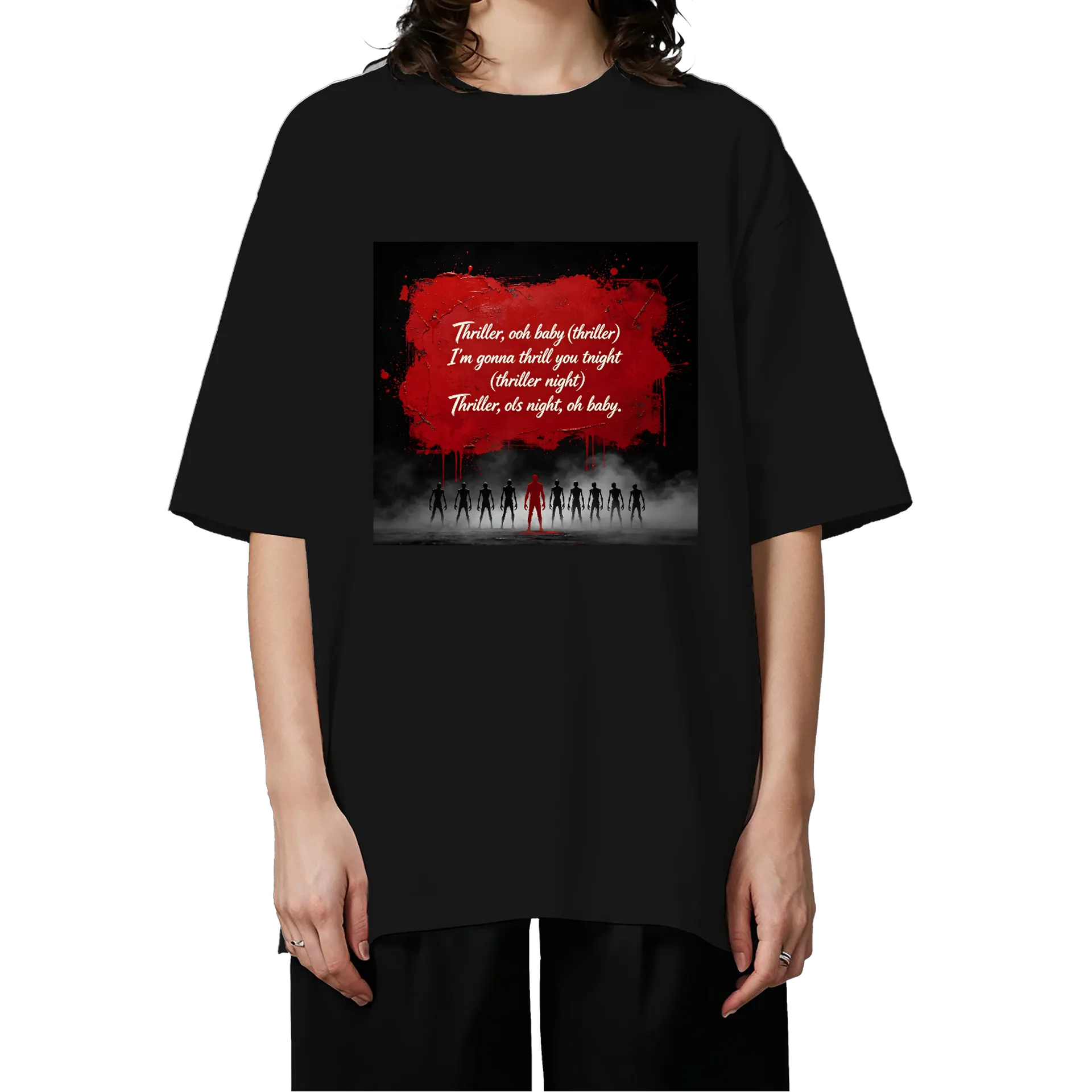 Camiseta Oversized Thriller Coração Vermelho 100% Algodão - Imagem 3