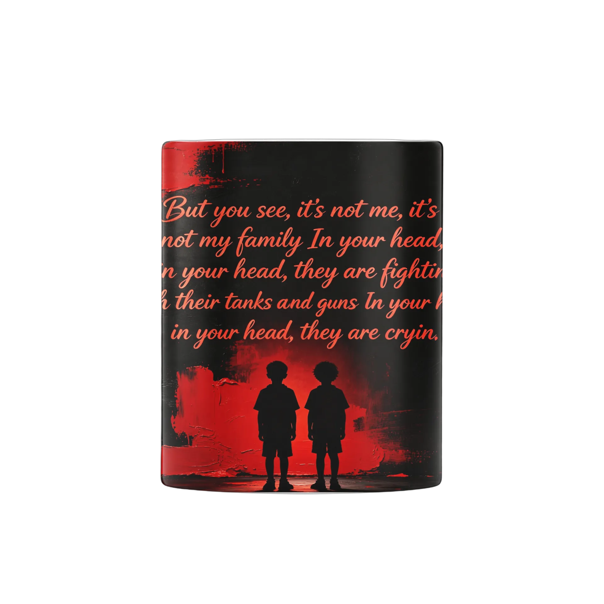 Caneca Tipográfica Silhuetas em Preto e Vermelho 325ml - Imagem 3