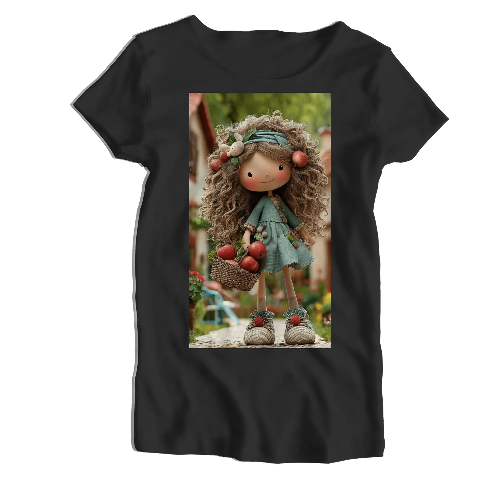 Camiseta Babylook Boneca com Maçãs 100% Algodão - Imagem 1