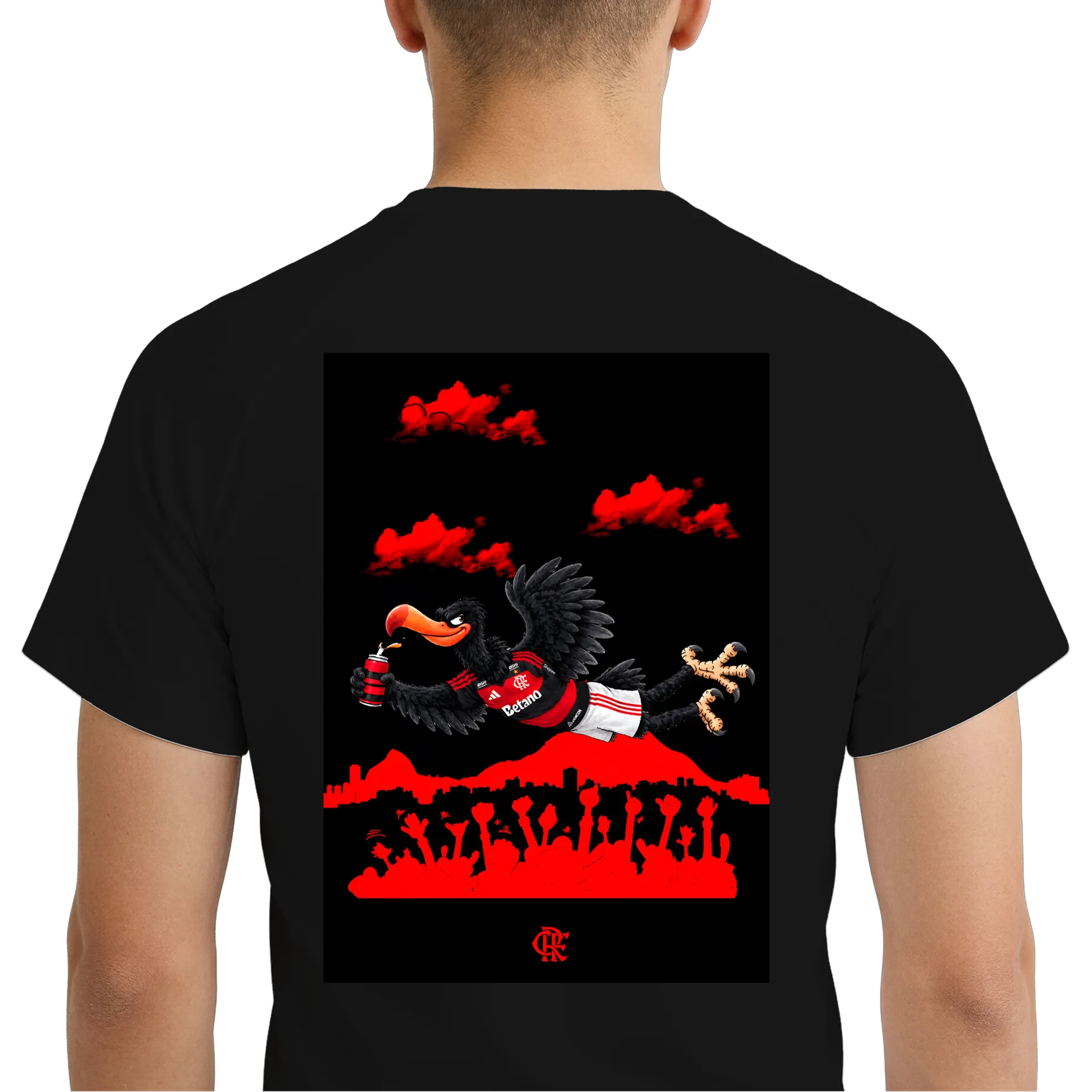 Camiseta Dry Fit Urubu Flamengo Torcida Vermelha e Preta - Imagem 6