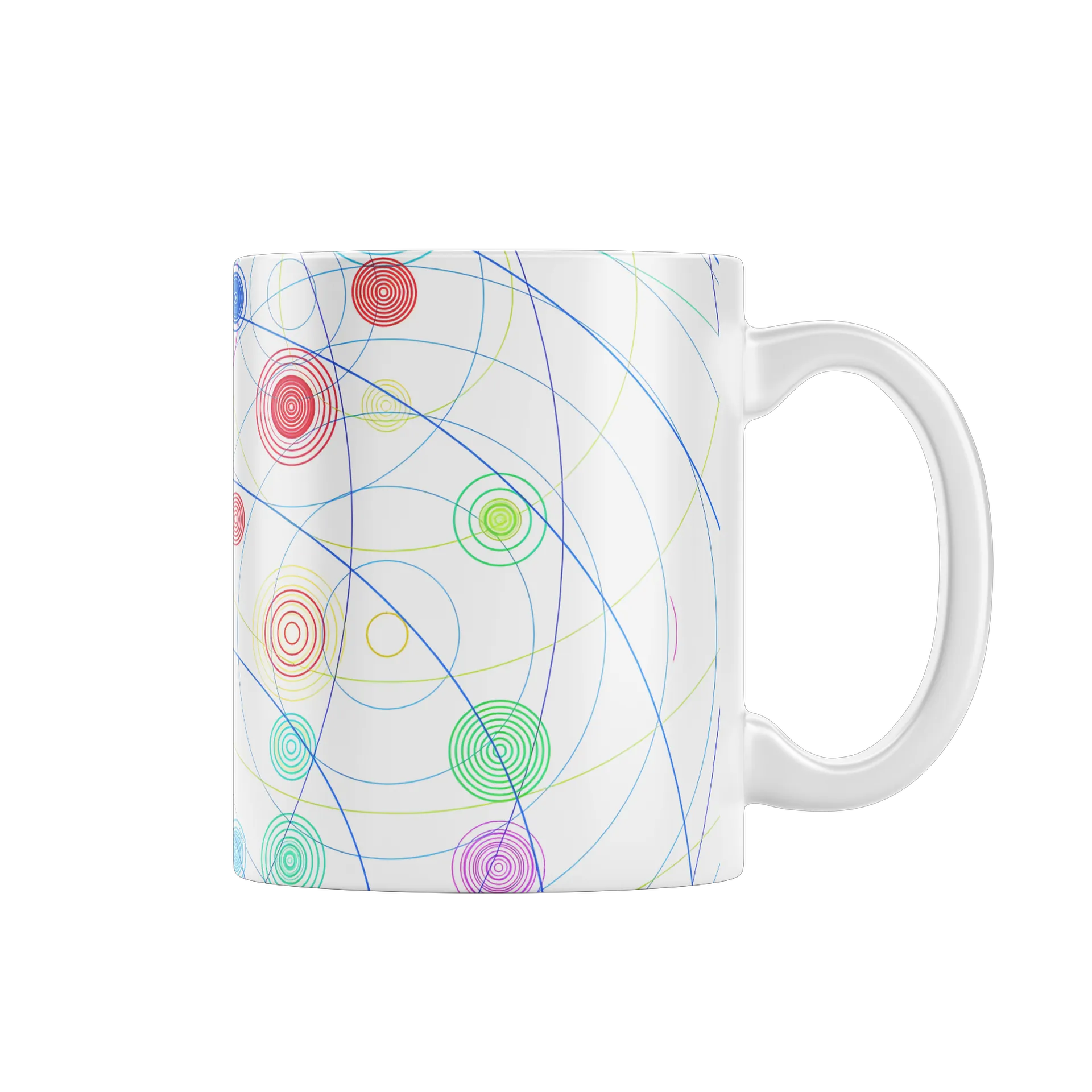Caneca Cerâmica Estampa Abstrata Círculo Colorido 325ml - Imagem 1