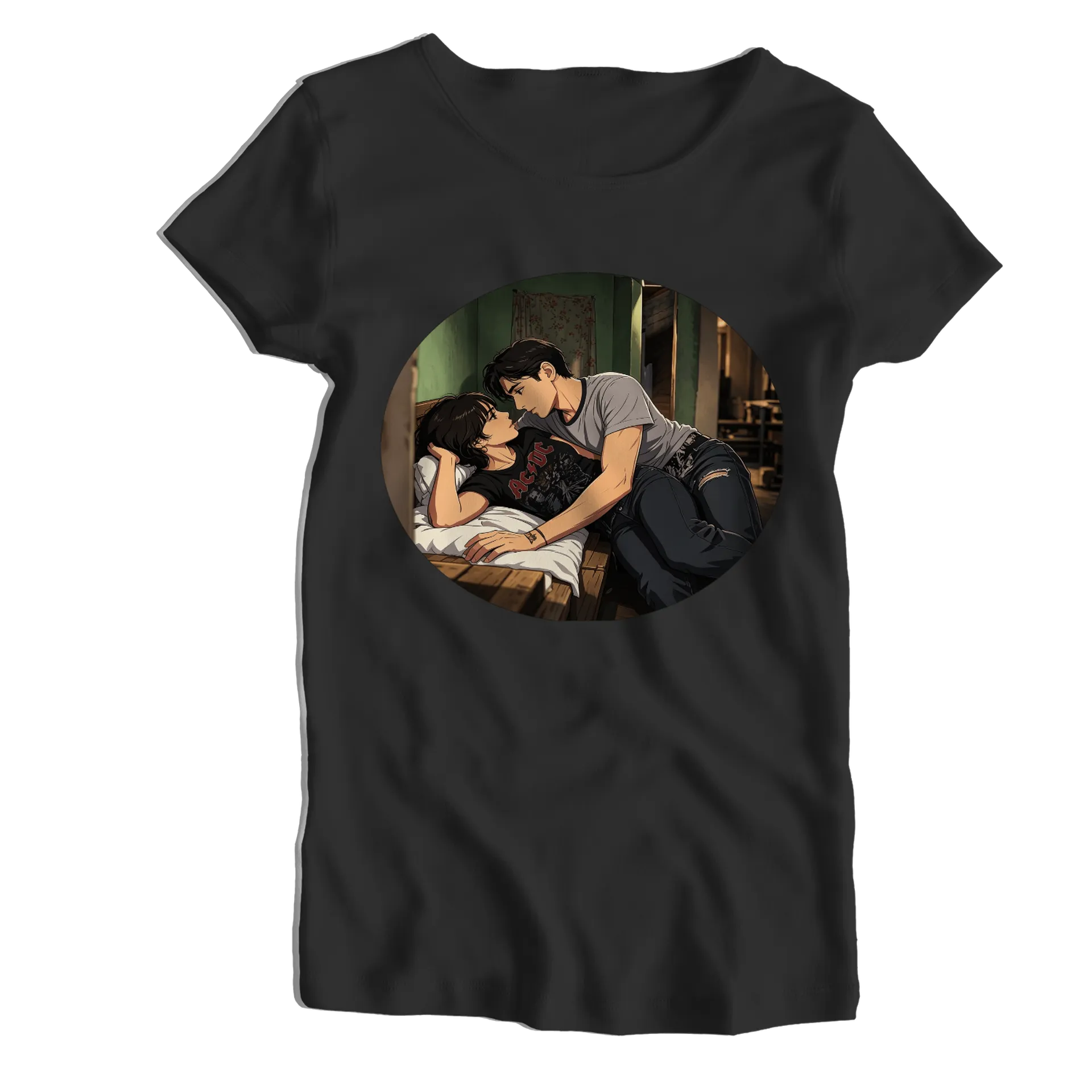 Camiseta Babylook Casal Abraçado 100% Algodão - Imagem 1