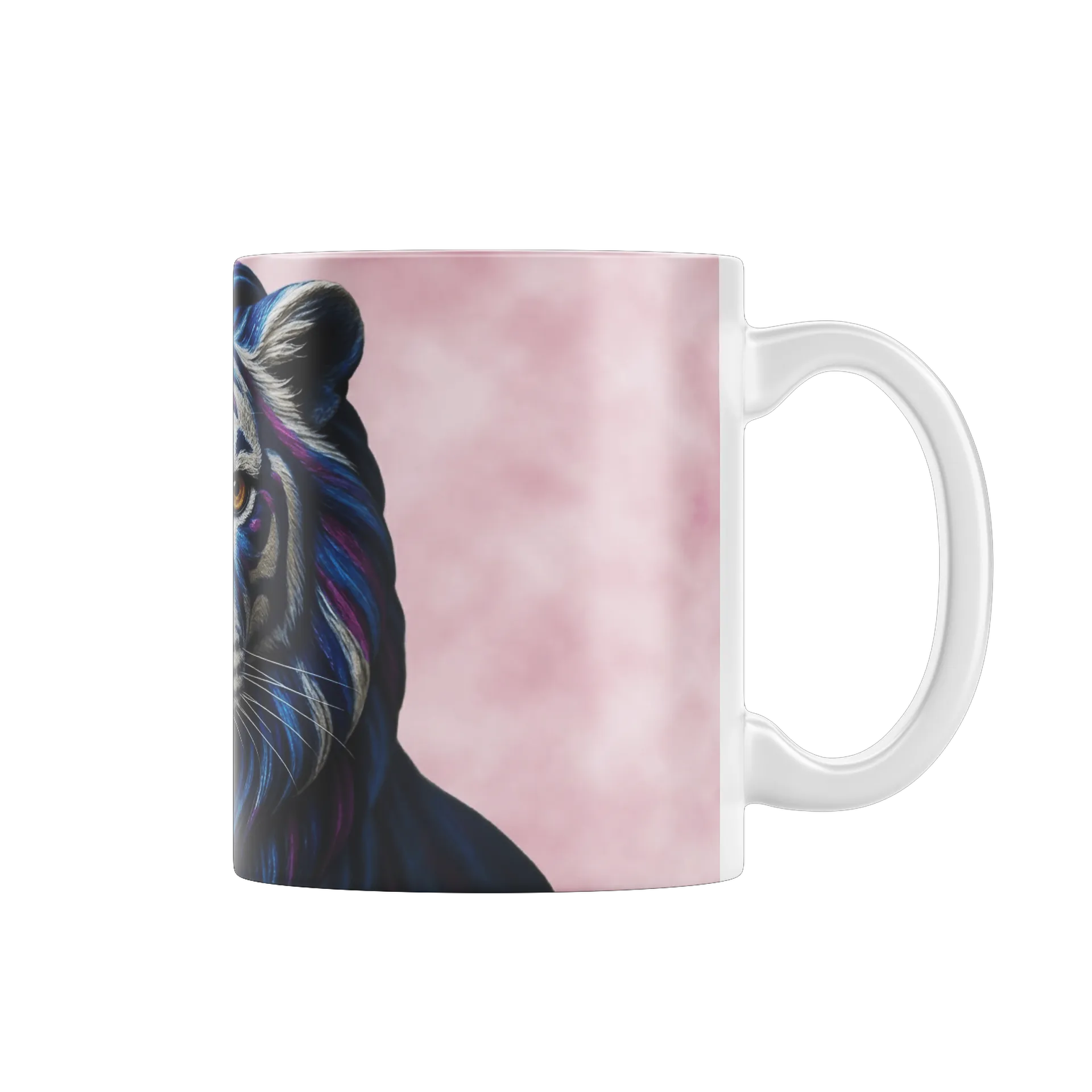 Caneca Porcelana Tigre Azul Rosa 325ml - Imagem 1