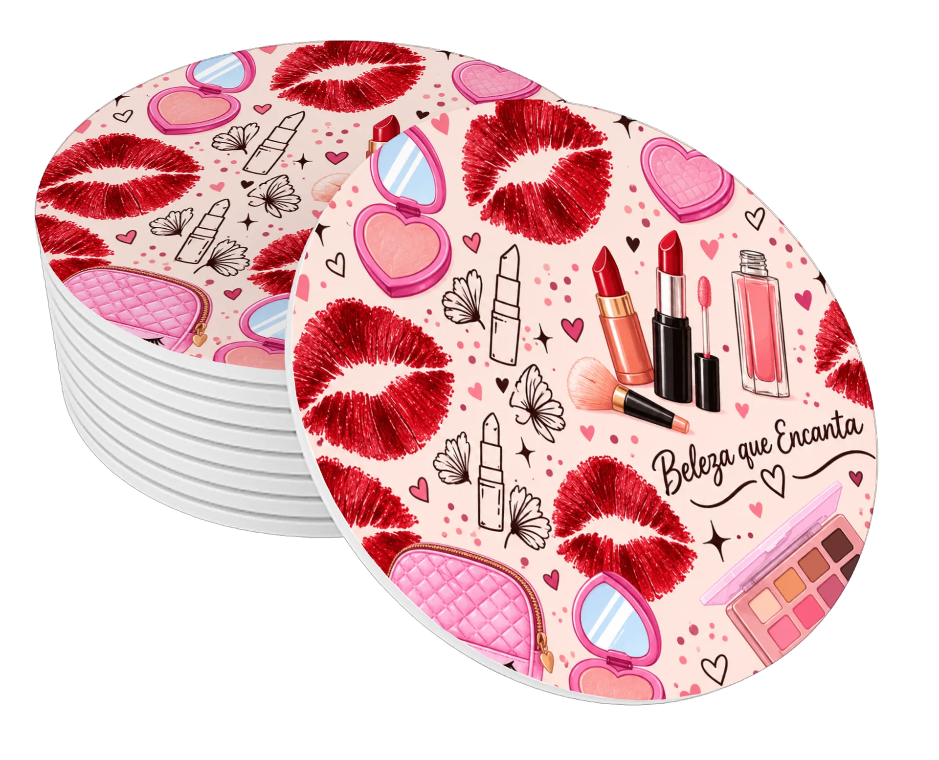 Porta-Copos Beleza que Encanta | Batons e Make - Imagem 1