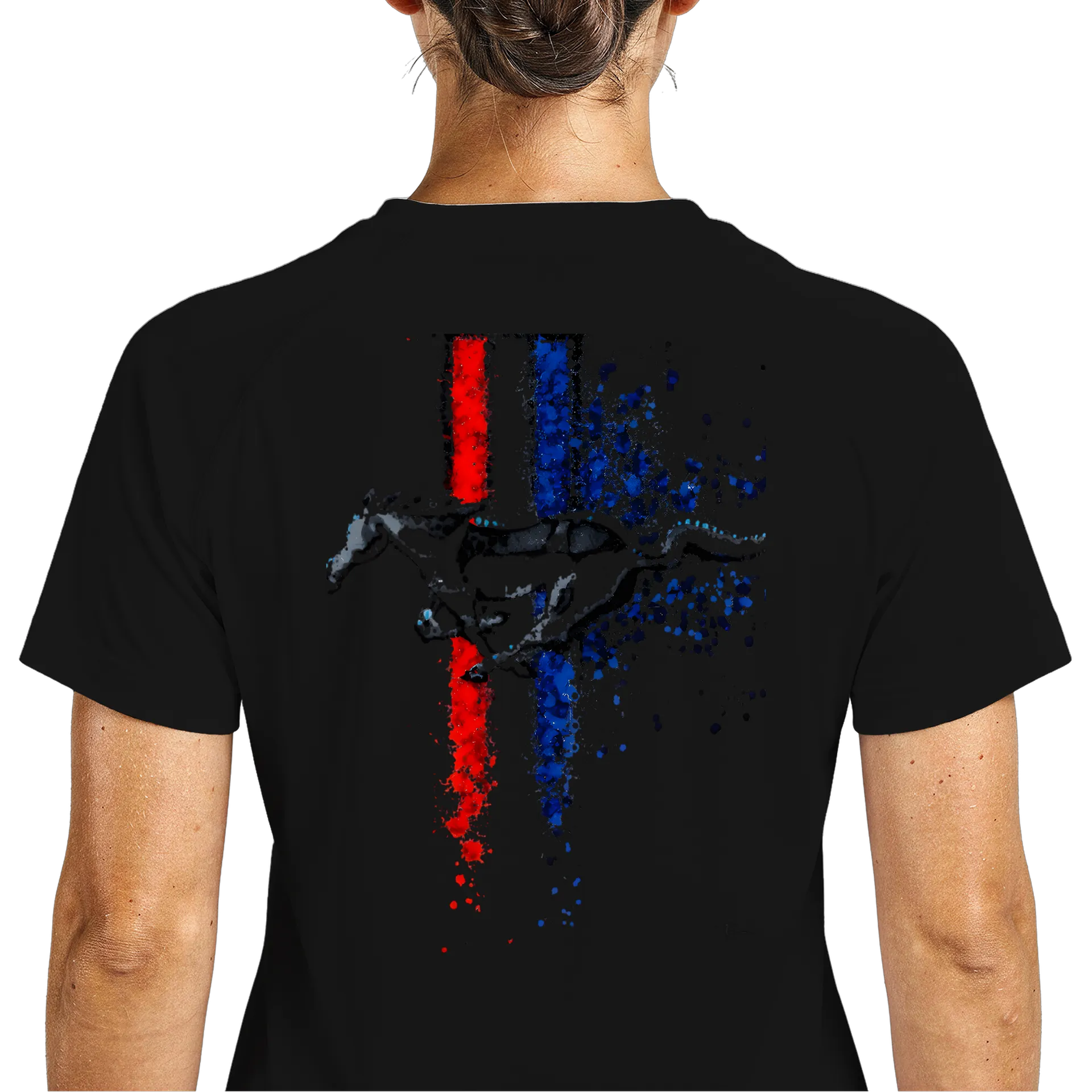 Camiseta Dry Fit Arte Abstrata Vermelha e Azul Respirável - Imagem 5