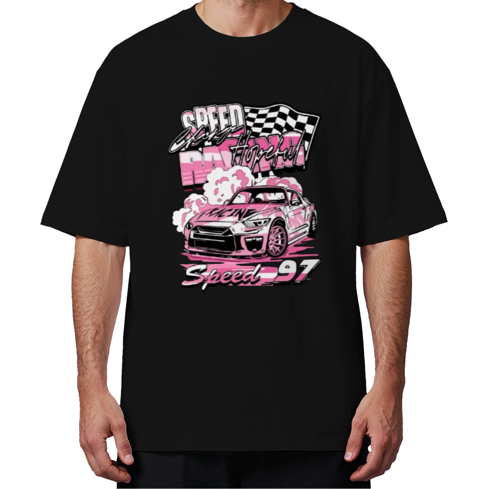 Camiseta Oversized Carro Racing Estampa Colorida 100% - Imagem 4