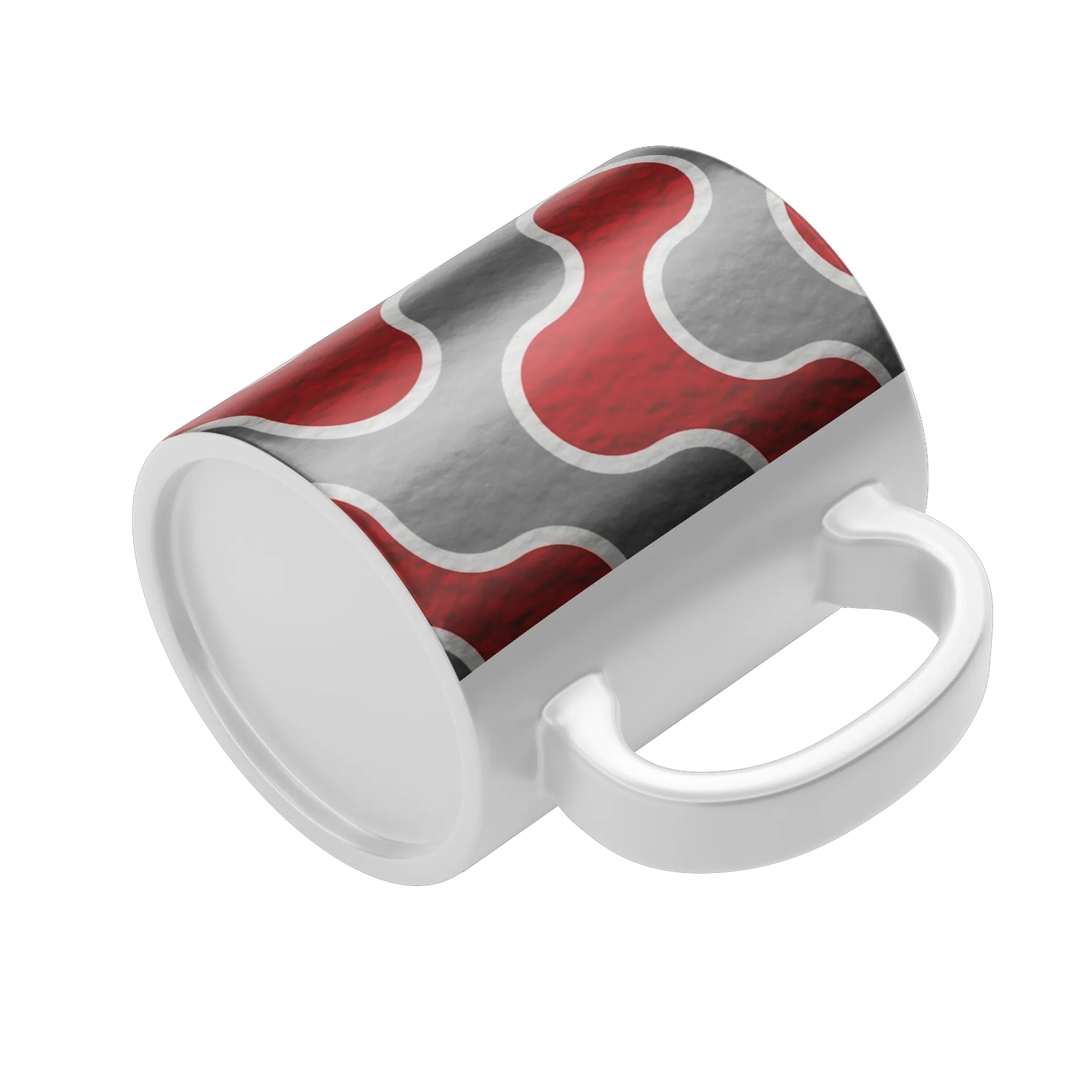 Caneca Porcelana Estampa Abstrata Vermelho Cinza 325ml - Imagem 4